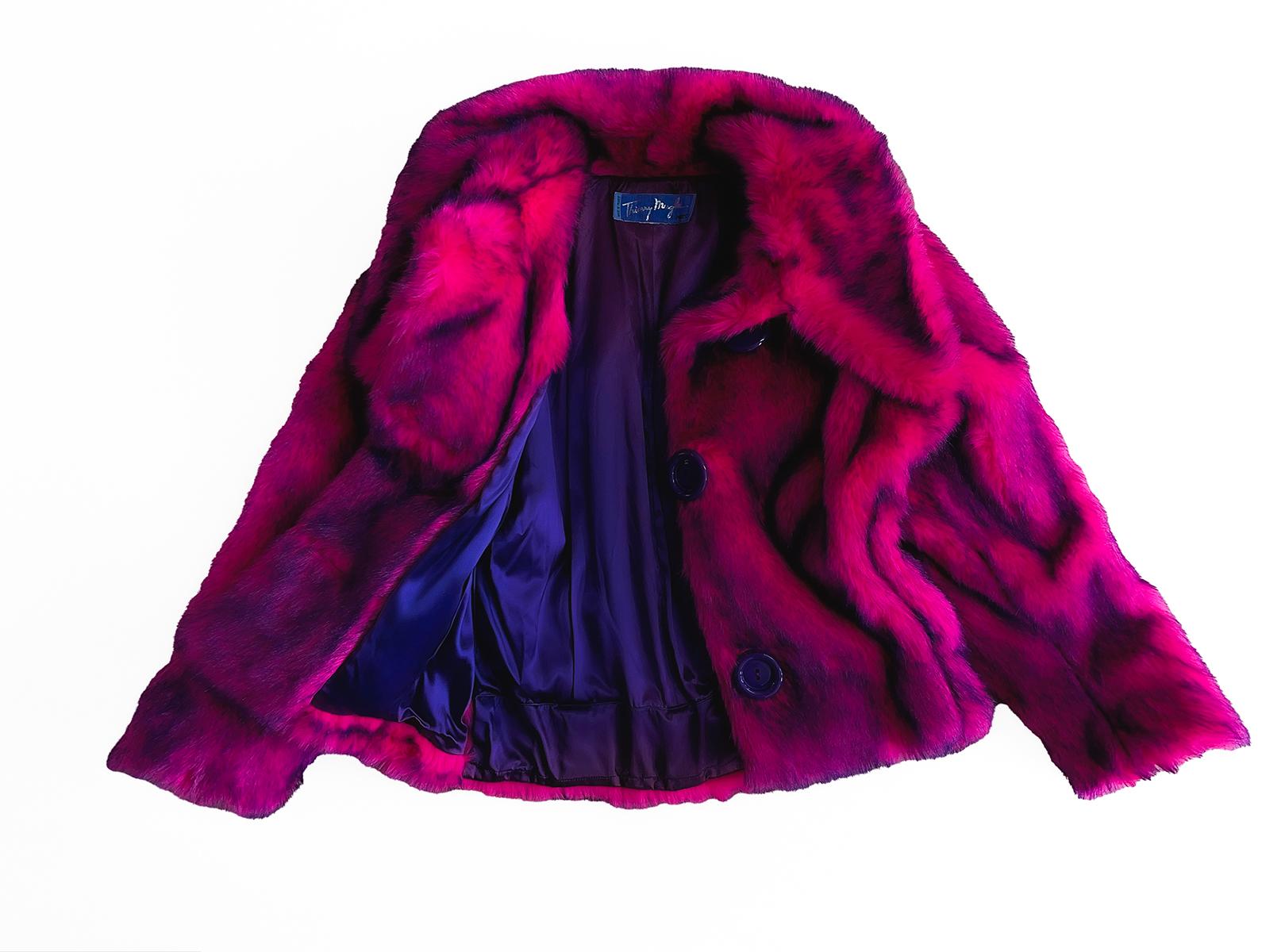 Purple Thierry Mugler Phenomenal Rare 1985/86 Faux Fur Coat Jacket For Sale