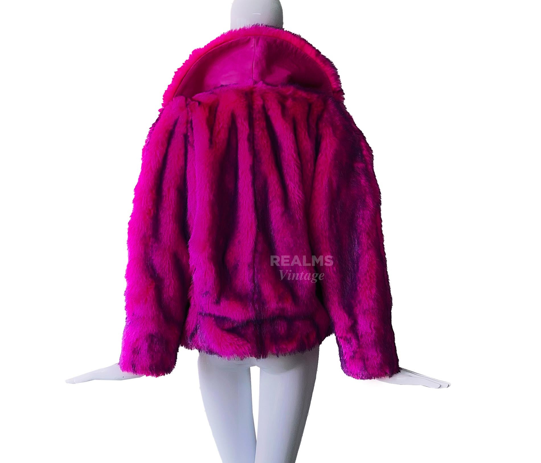 Thierry Mugler Phenomenal Rare 1985/86 Faux Fur Coat Jacket For Sale 11