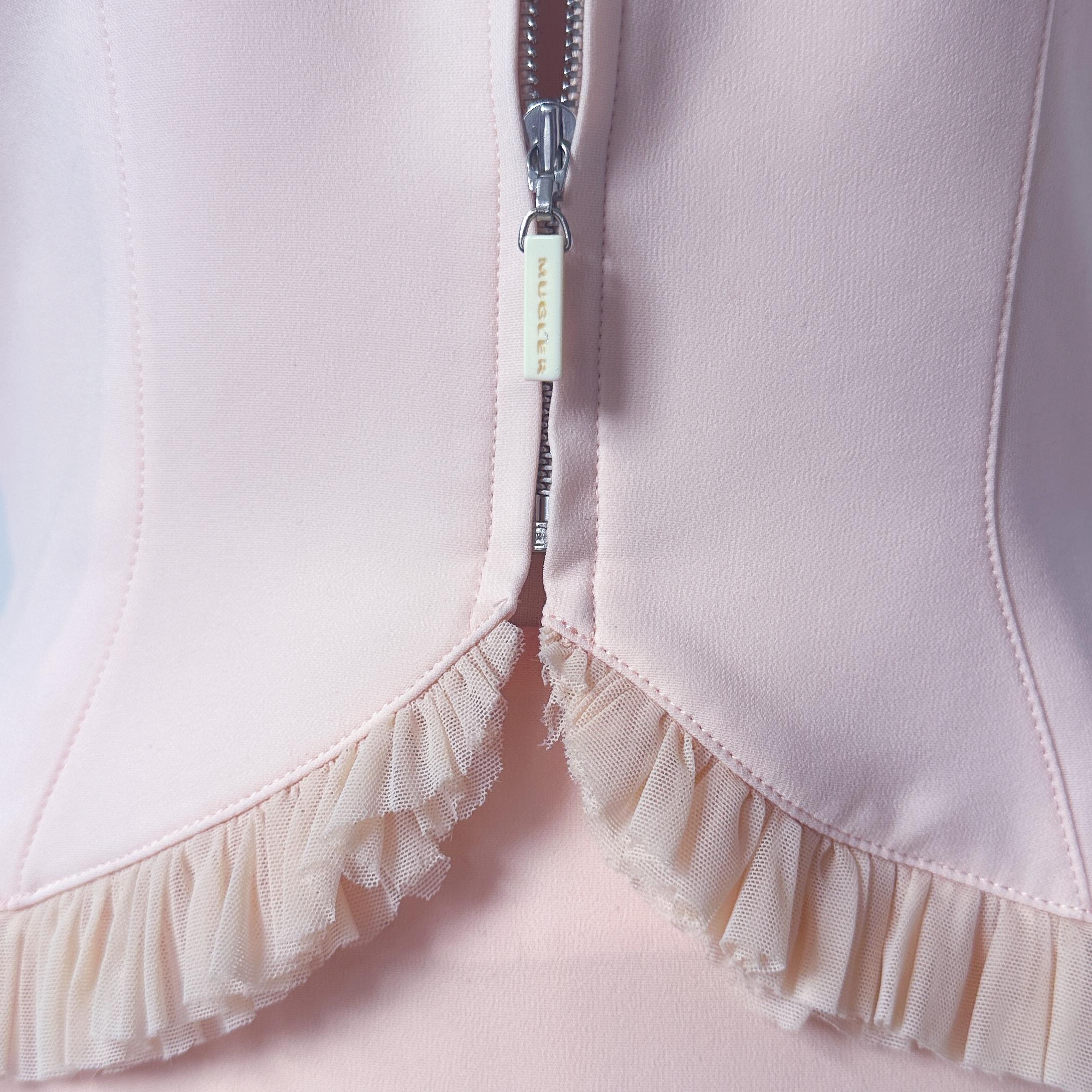 Abito a due pezzi in crepe rosa di Thierry Mugler, A/I 2001 In condizioni ottime in vendita a Paris, FR