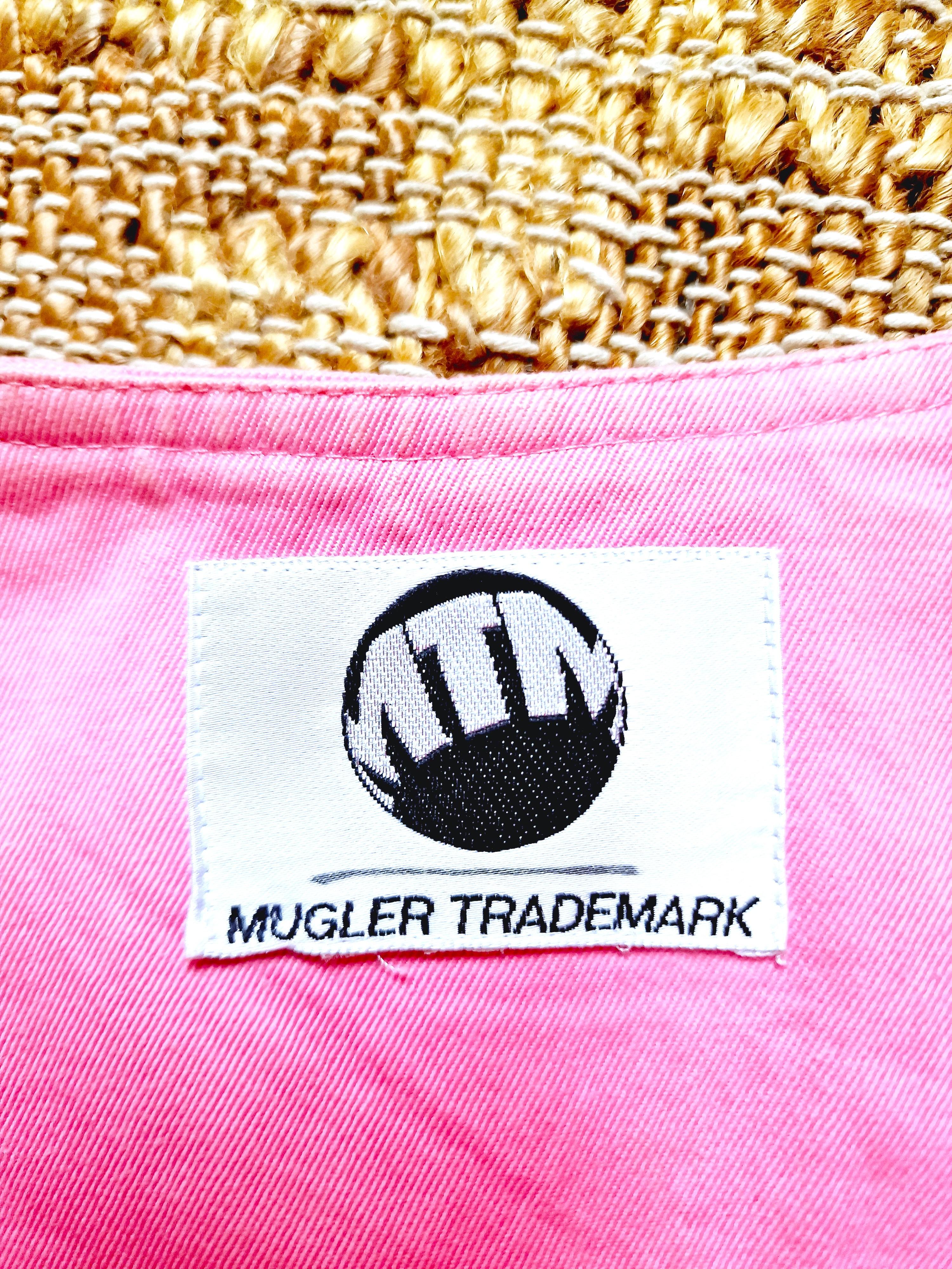 Thierry Mugler Rosa Rose Wasp Taille Bienengürtel Vintage Trademark Medium Jacke im Angebot 9