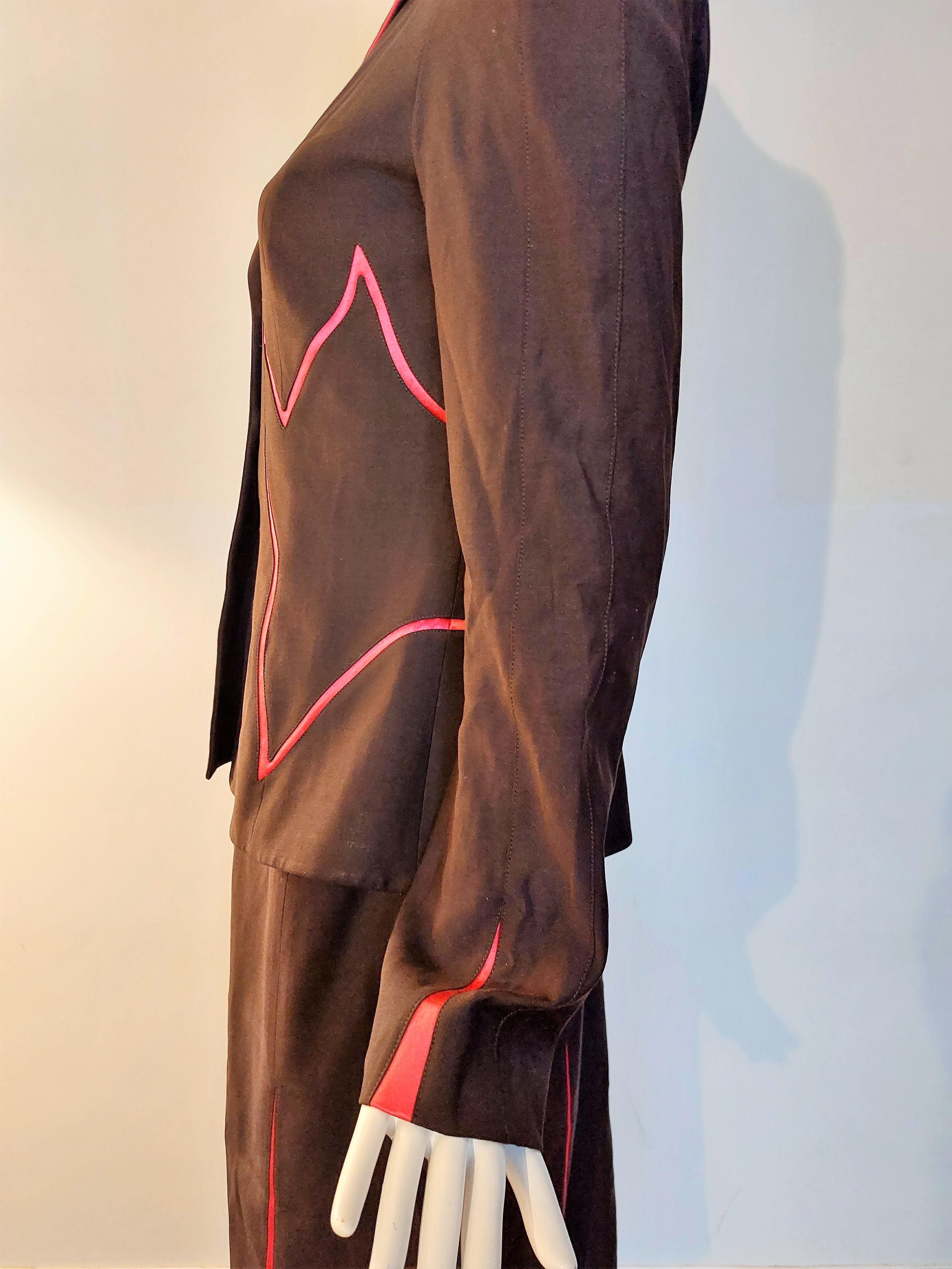 Thierry Mugler Pink Silk Insets Wasp Waist Dramatic Set Jacket Blazer Skirt Suit 4