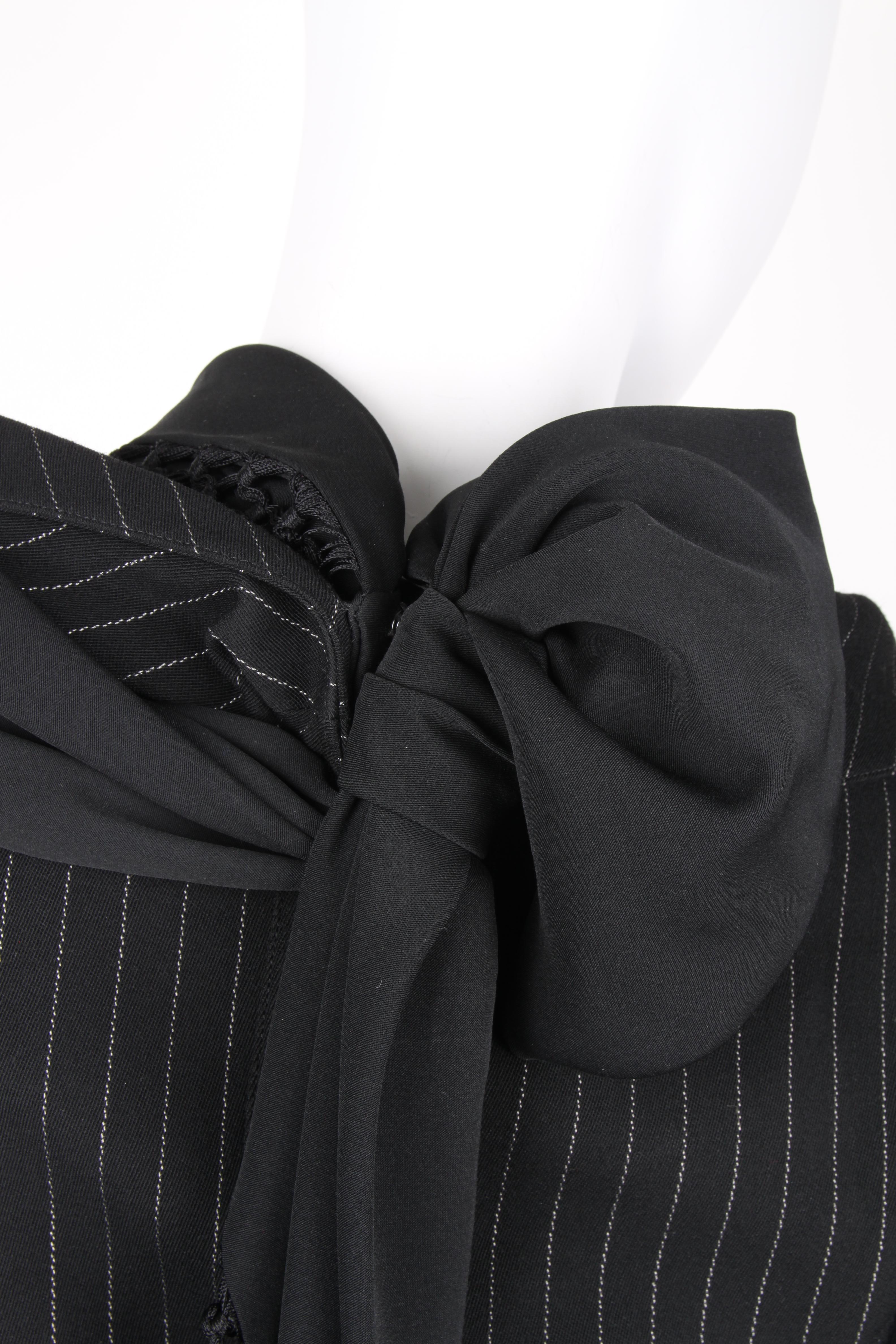Thierry Mugler pinstripe jacket with asymmetric silk tassle shawl For Sale 2