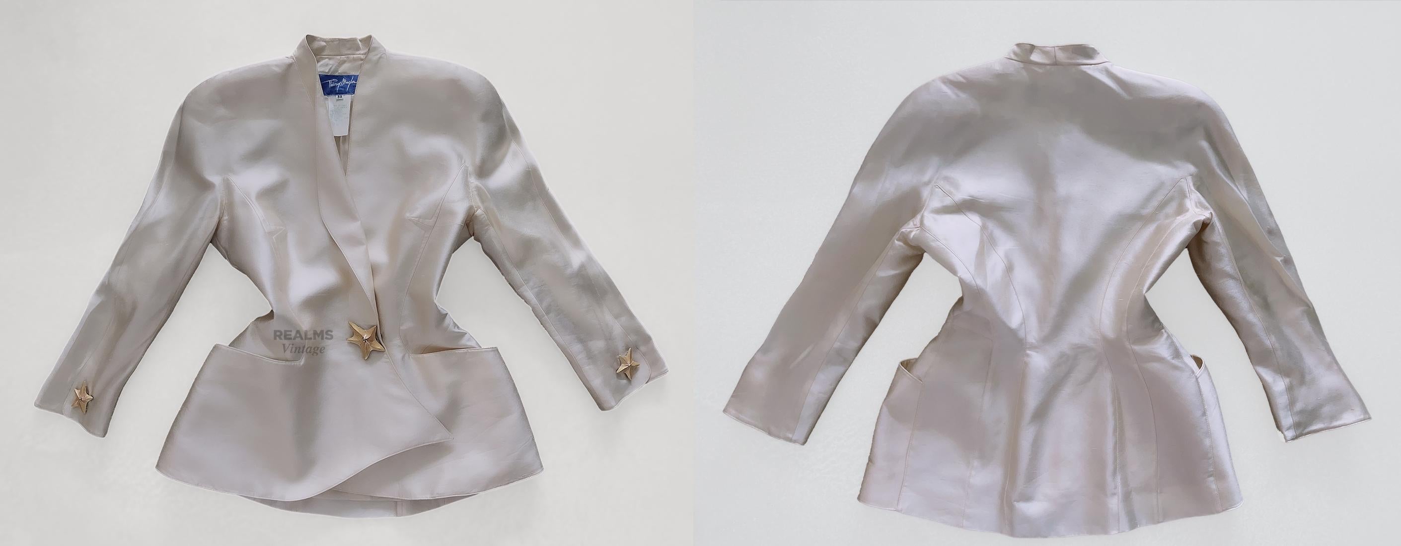 Thierry Mugler Pure Silk Sculptural Dramatic Skirtsuit Gold Starfish 6