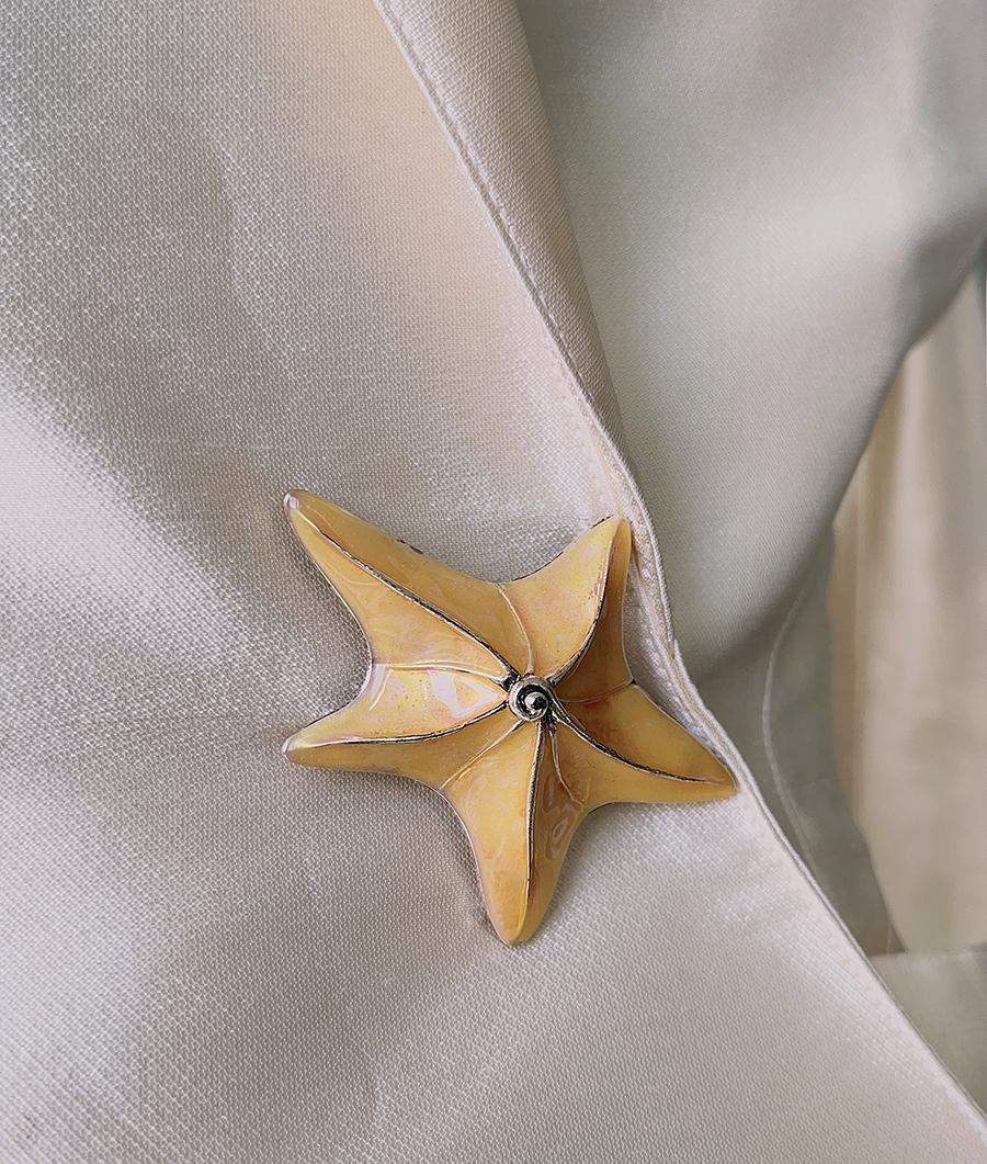 Thierry Mugler Pure Silk Sculptural Dramatic Skirtsuit Gold Starfish  3
