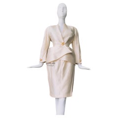 Thierry Mugler Pure Silk Sculptural Dramatic Skirtsuit Gold Starfish