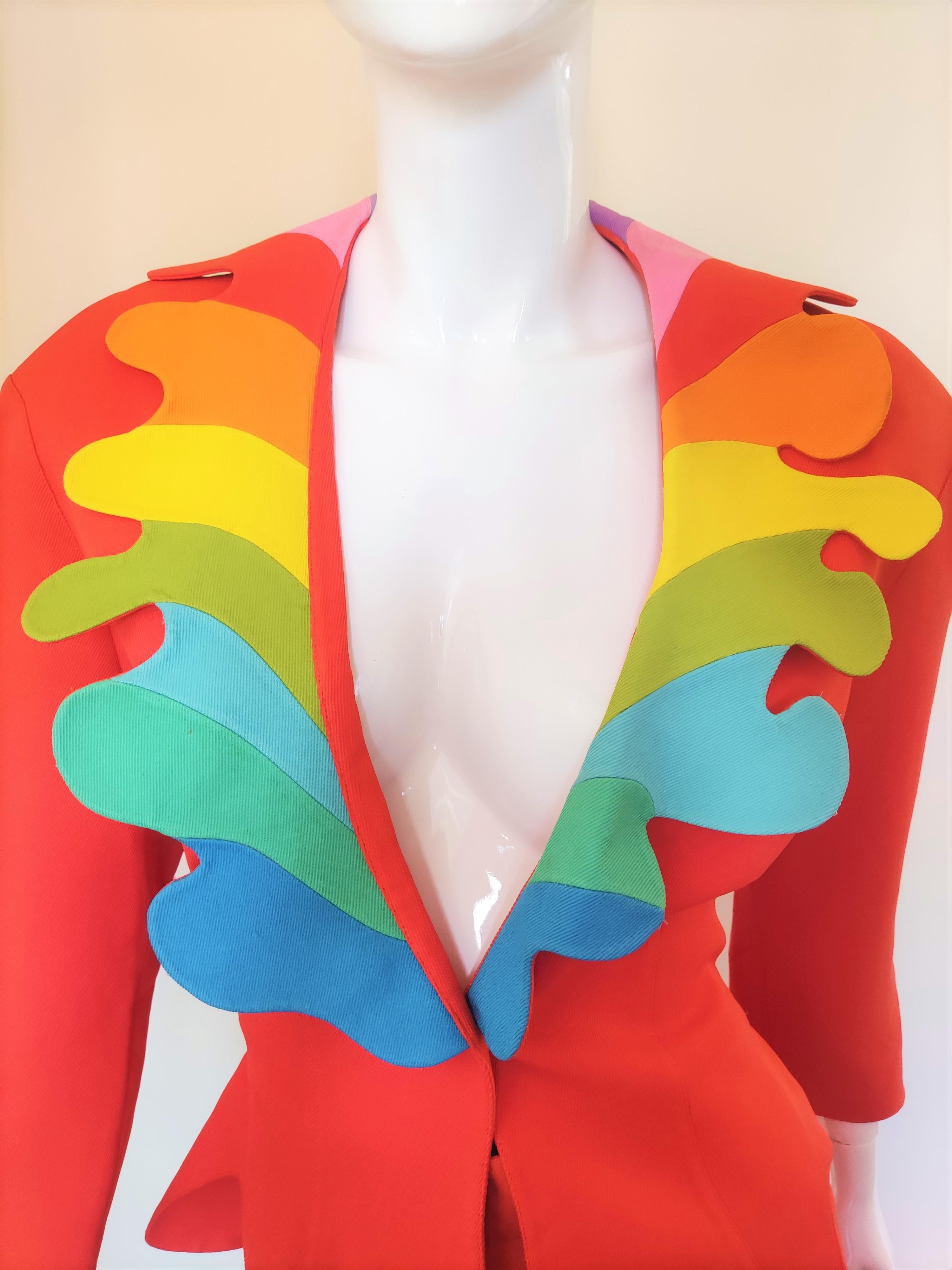 Thierry Mugler - Costume structuré arc-en-ciel haute couture, 1990 en vente 7