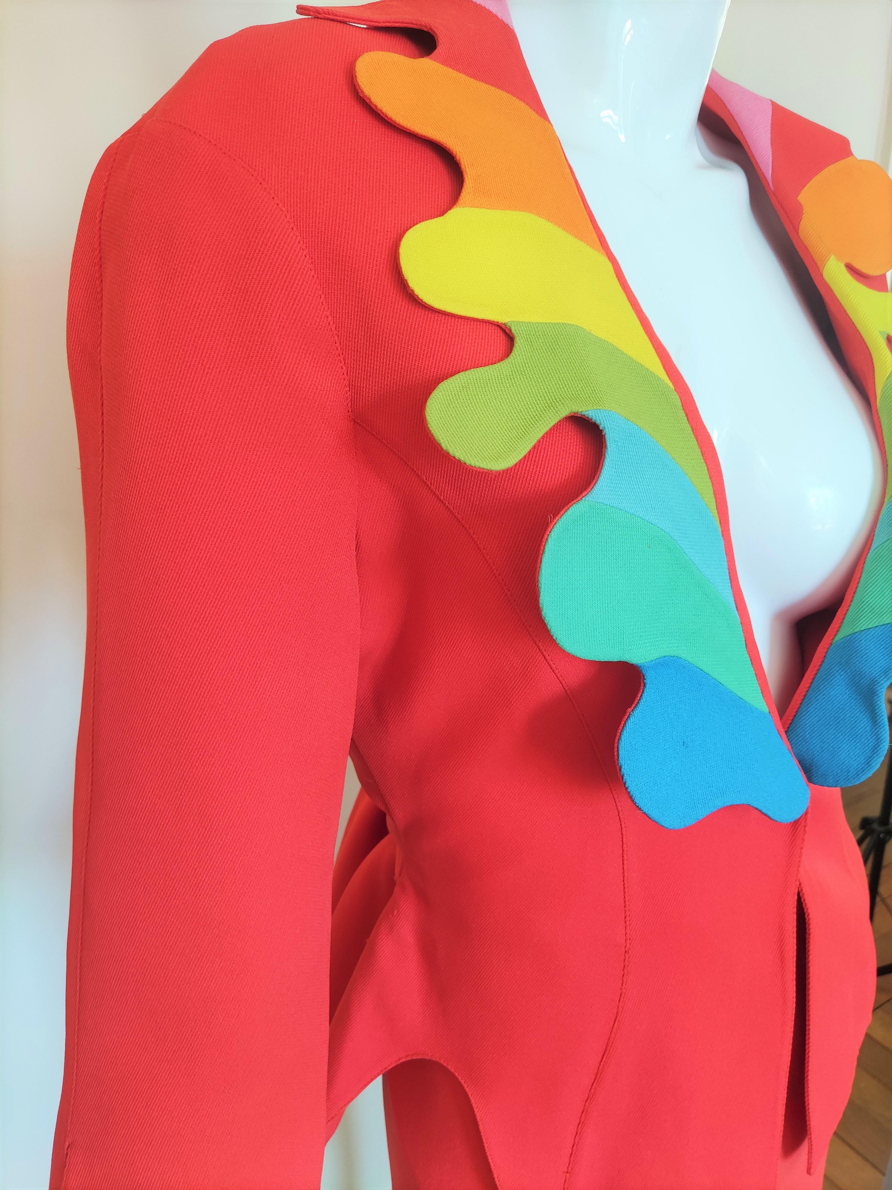 Thierry Mugler Rainbow Arc En Ciel S/S 1990 Couture Structured Ensemble Suit For Sale 8