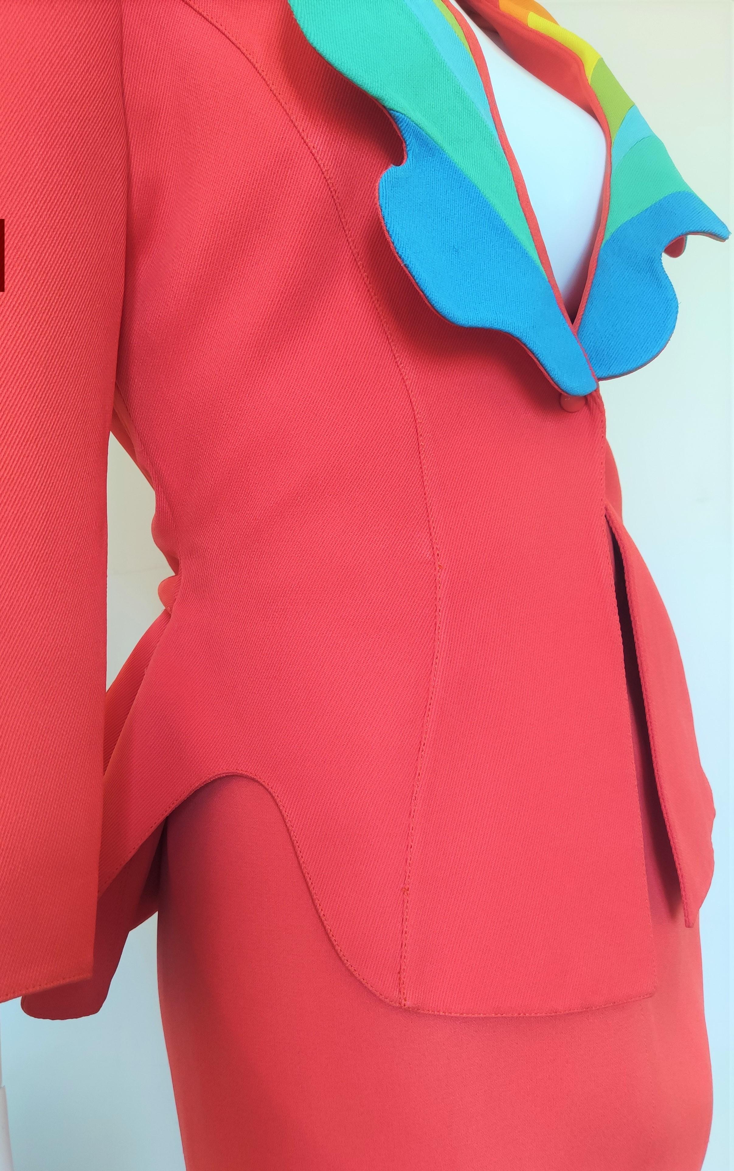 Thierry Mugler Rainbow Arc En Ciel S/S 1990 Couture Structured Ensemble Suit For Sale 9