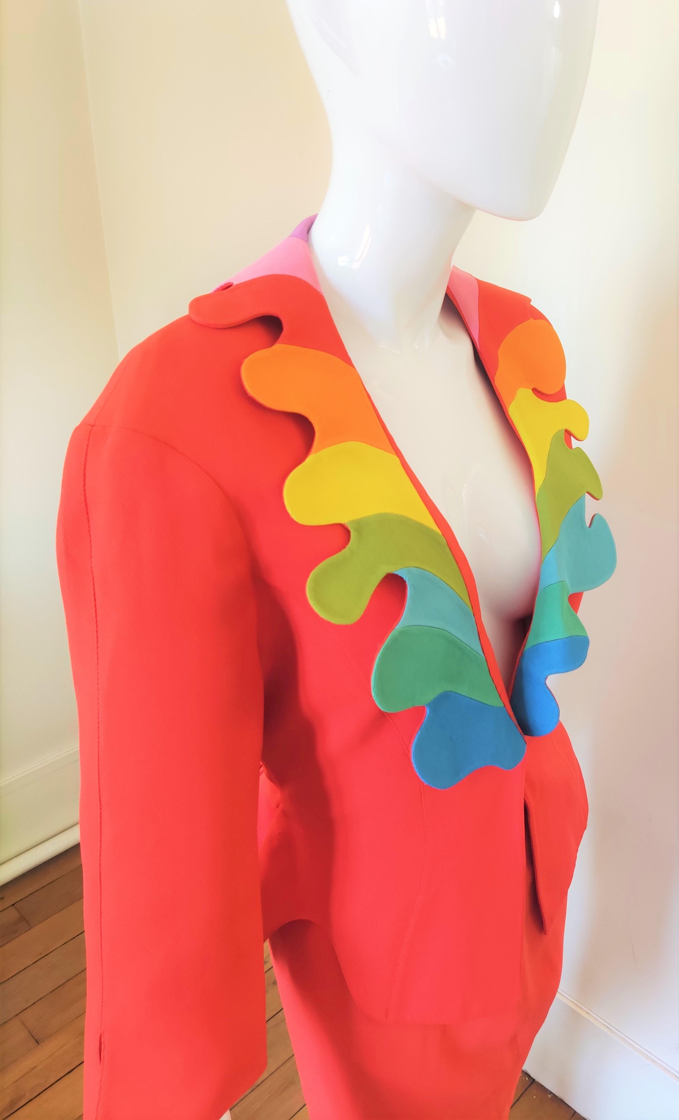 Thierry Mugler Rainbow Arc En Ciel S/S 1990 Couture Structured Ensemble Suit For Sale 11