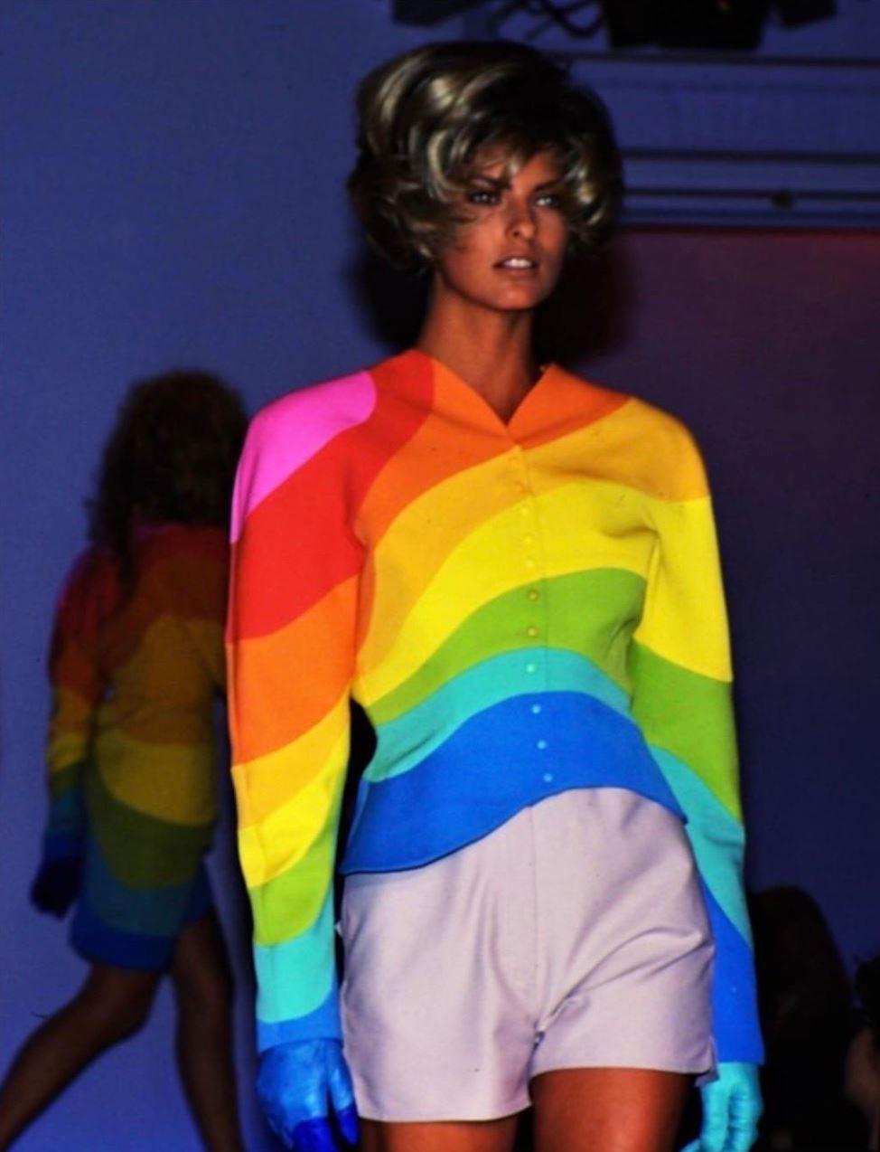 Thierry Mugler Rainbow Arc En Ciel S/S 1990 Couture Structured Ensemble Suit For Sale 15