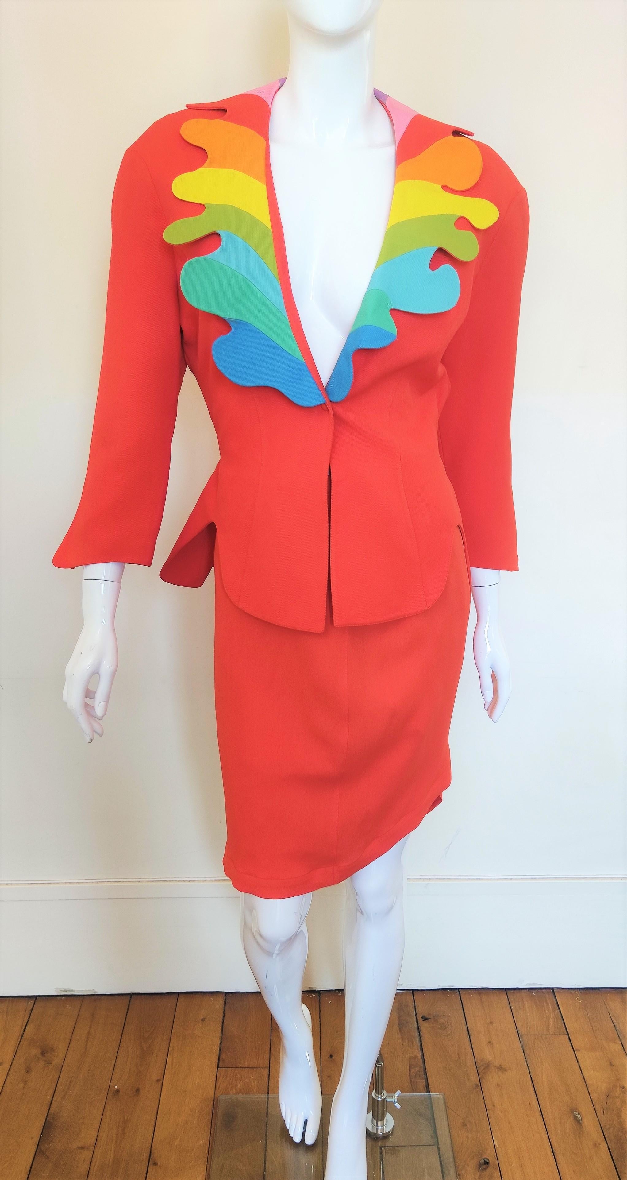 Thierry Mugler Rainbow Arc En Ciel S/S 1990 Couture Structured Ensemble Suit For Sale 4