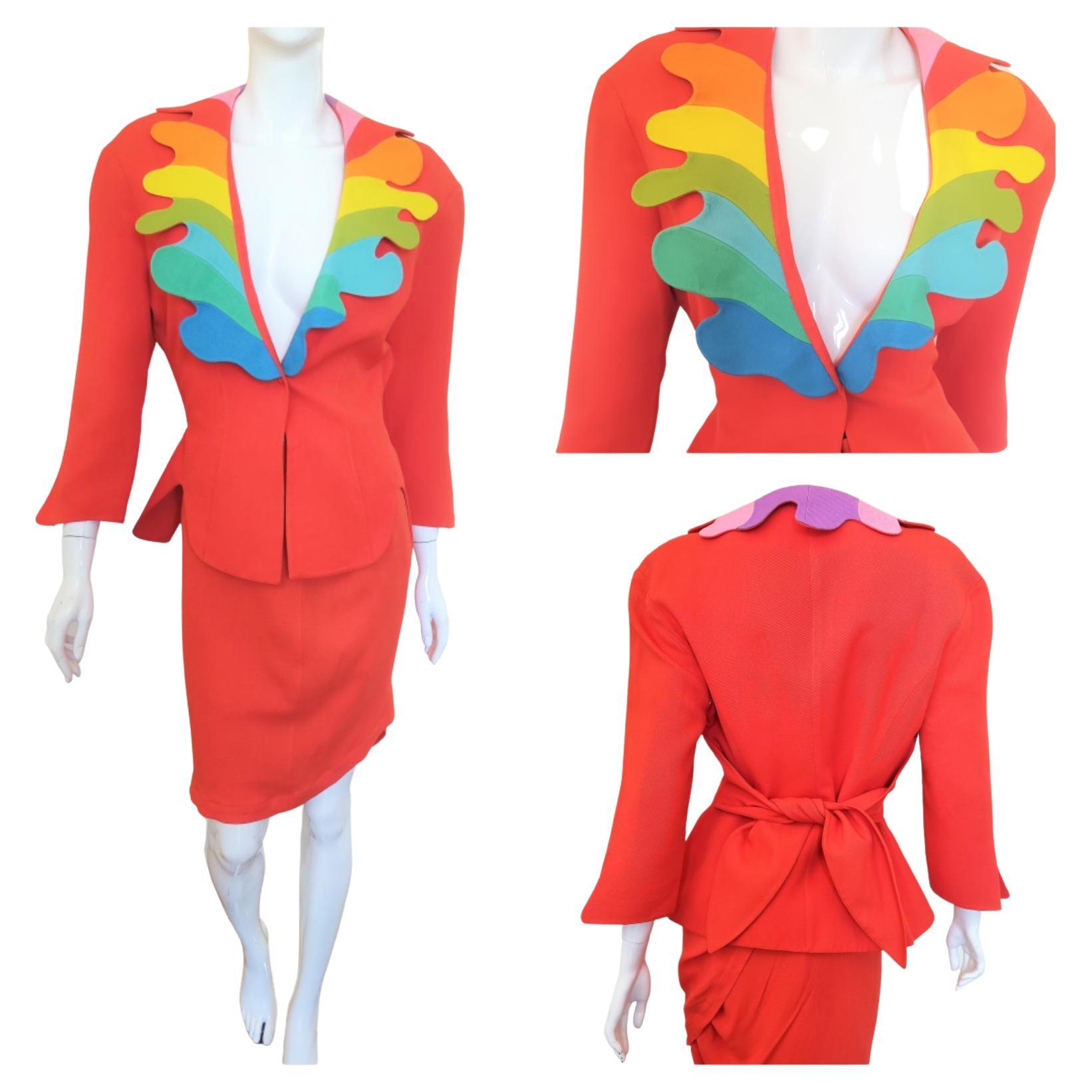 Thierry Mugler Rainbow Arc En Ciel S/S 1990 Couture Structured Ensemble Suit