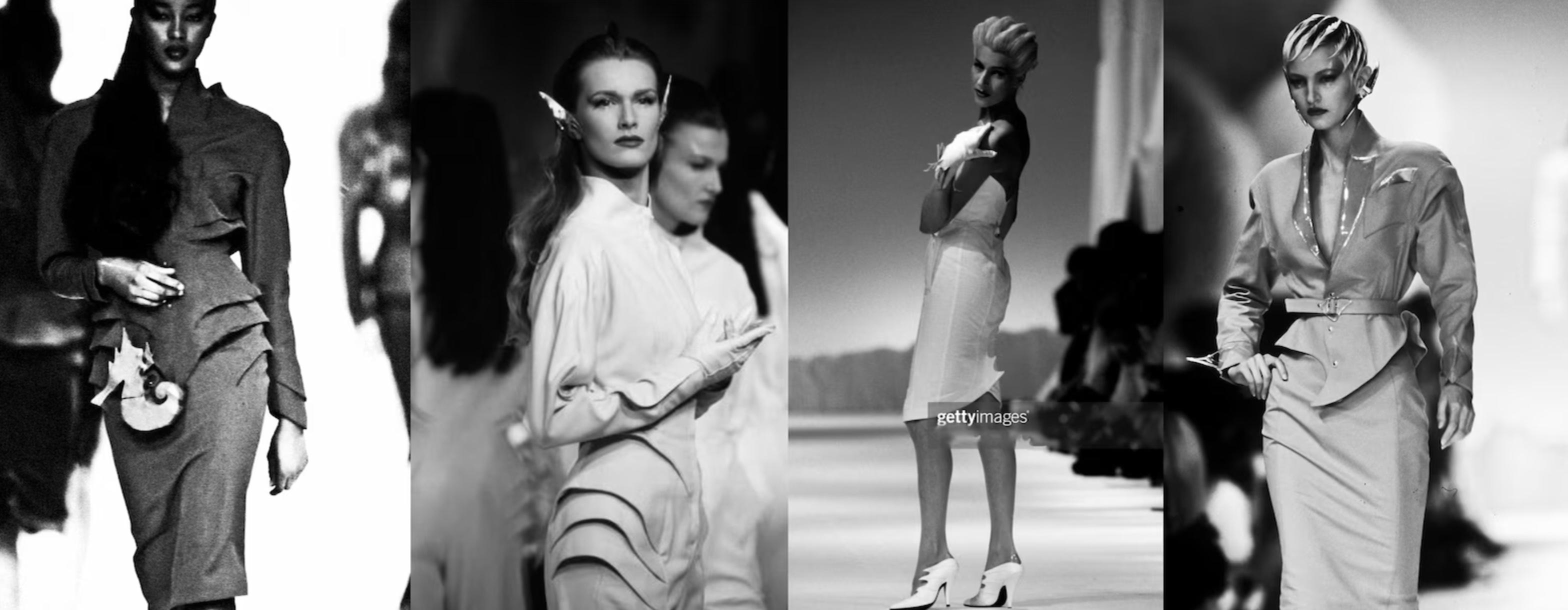 Thierry Mugler Rare Dramatic Suit Skirtsuit Silhouette Wool Blazer Skirt 80s Pour femmes en vente