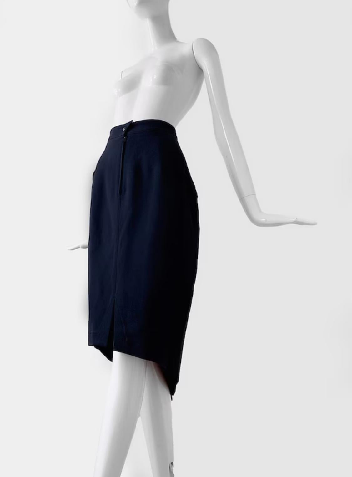 Thierry Mugler Rare Dramatic Suit Skirtsuit Silhouette Wool Blazer Skirt 80s en vente 1