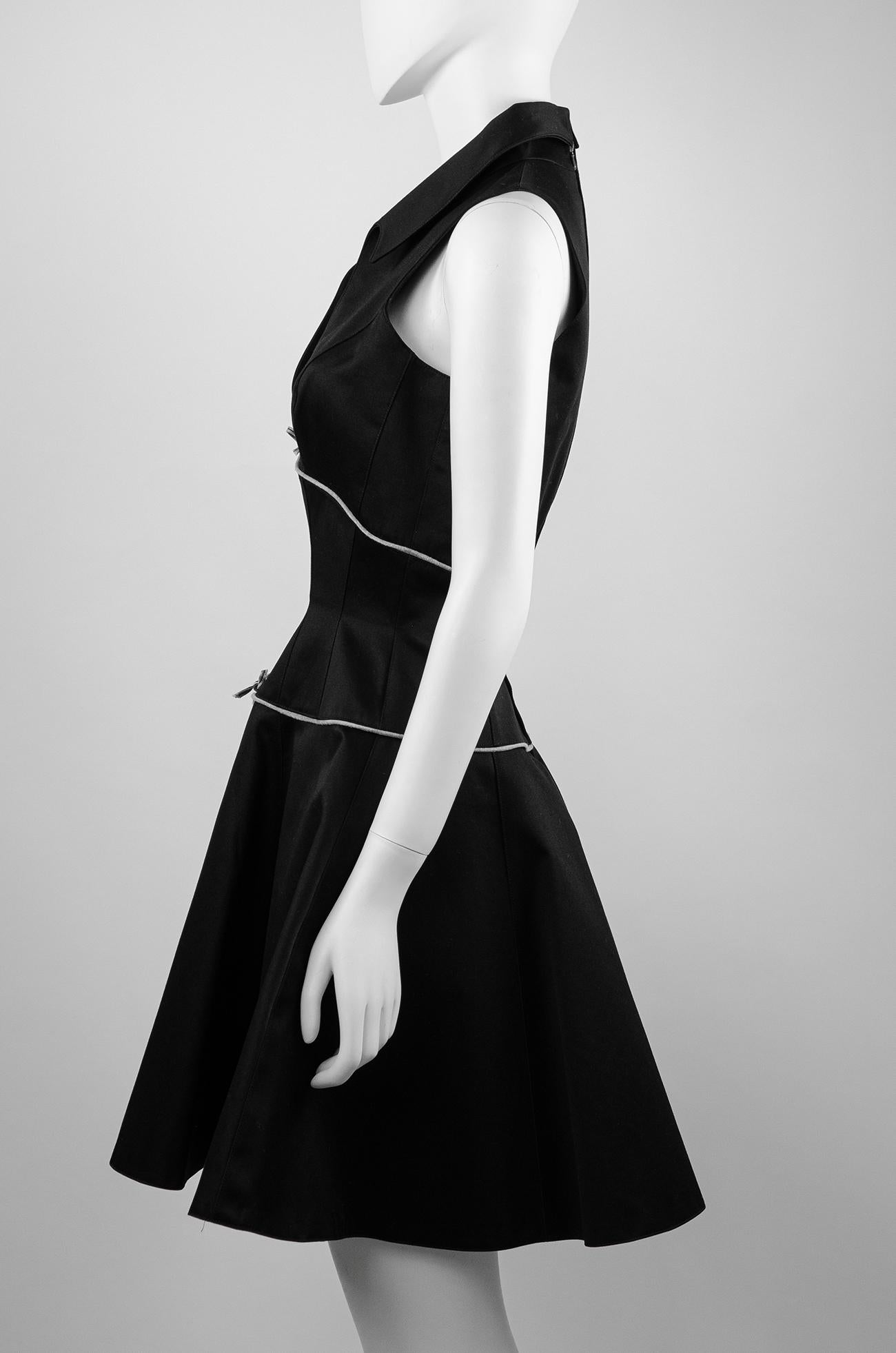 Noir Thierry Mugler Rare Vintage 1990 Ultra Feminine Skater Dress en vente