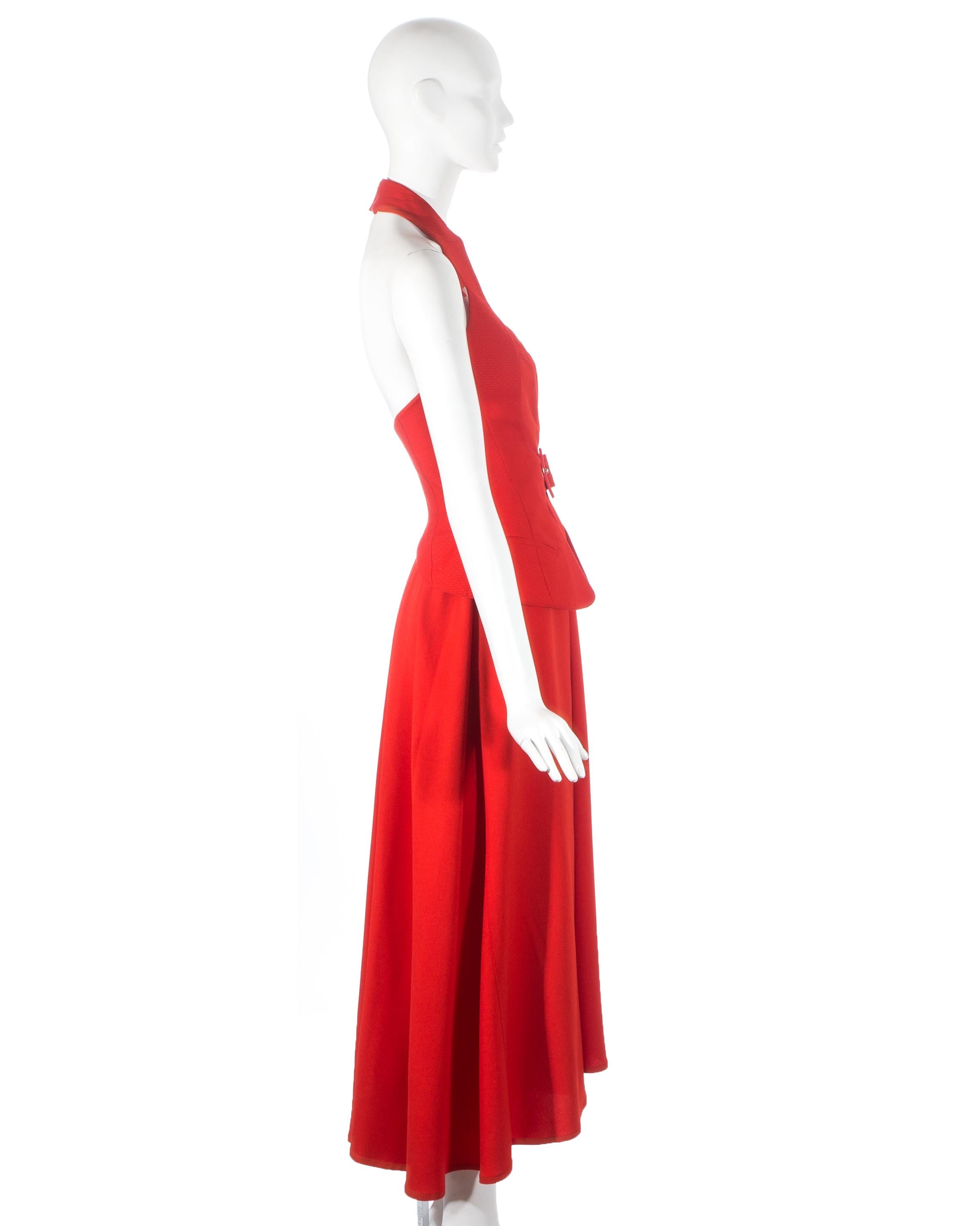 Thierry Mugler red crepe halter-neck wrap dress, ss 1992 For Sale 1