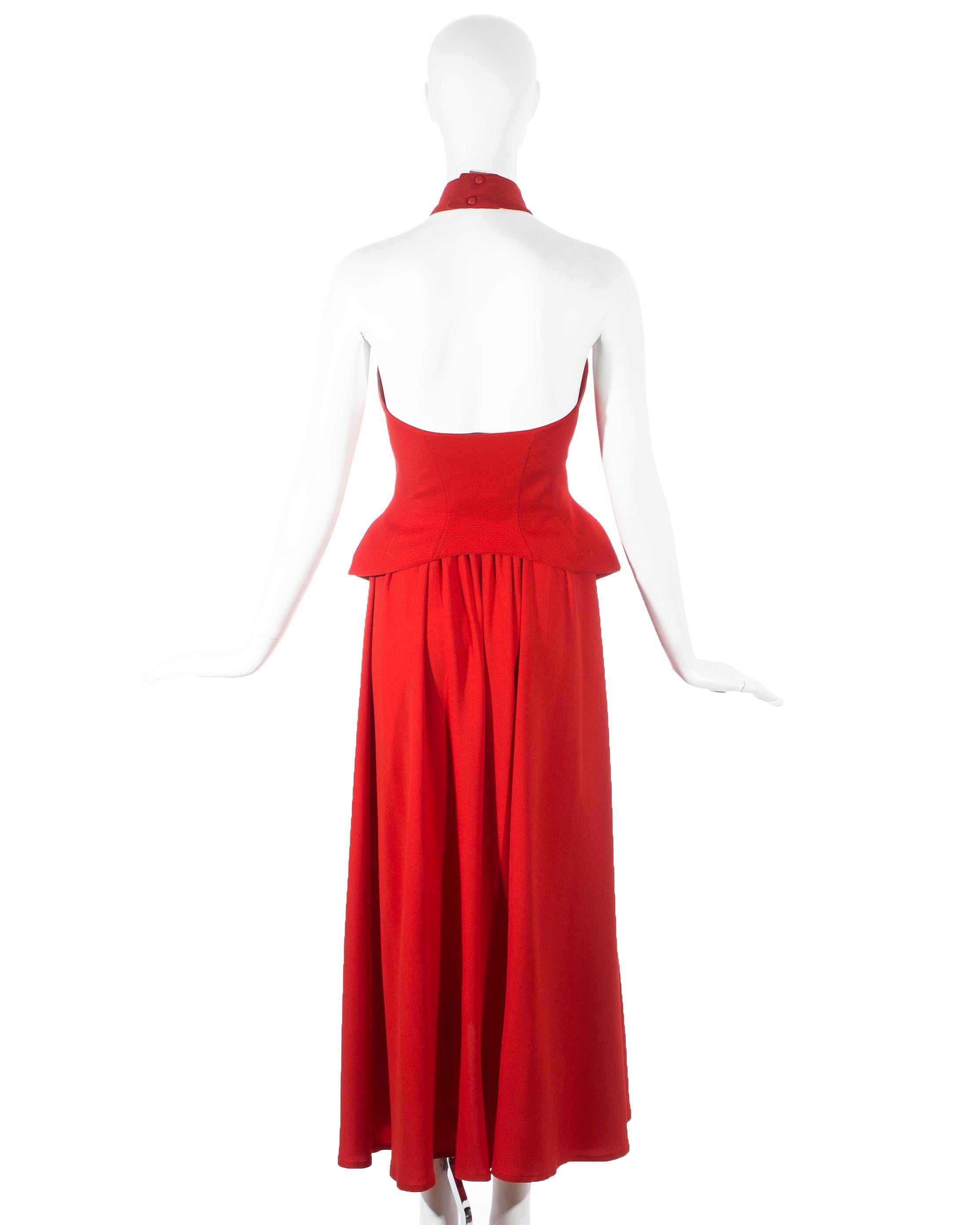Thierry Mugler red crepe halter-neck wrap dress, ss 1992 For Sale 2