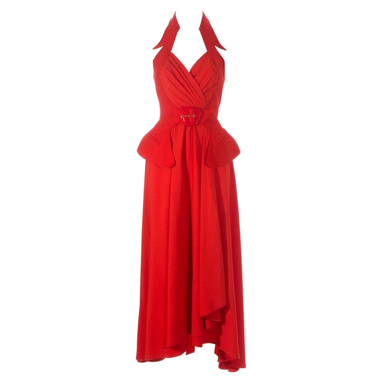 Thierry Mugler red crepe halter-neck wrap dress, ss 1992 For Sale at ...