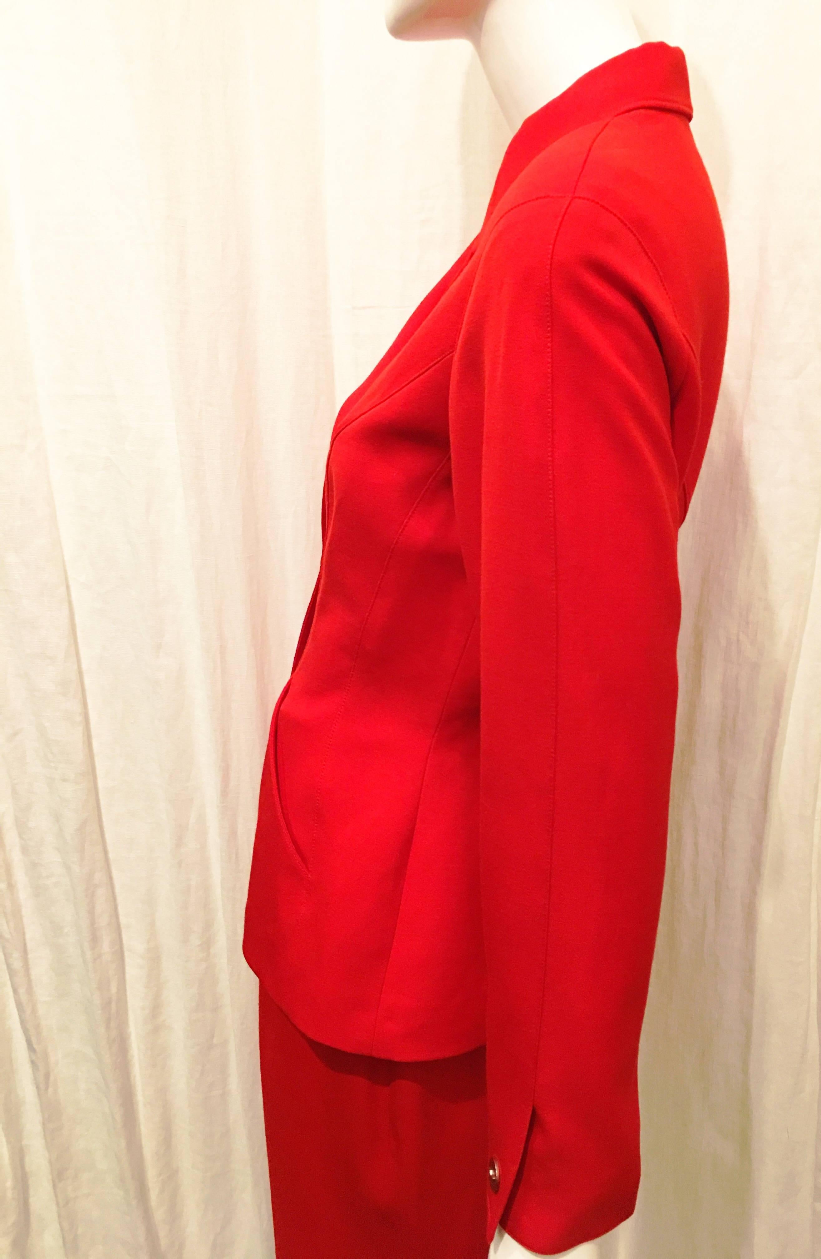 Thierry Mugler Red Double Breasted Wool Suit Jacket For Sale 3