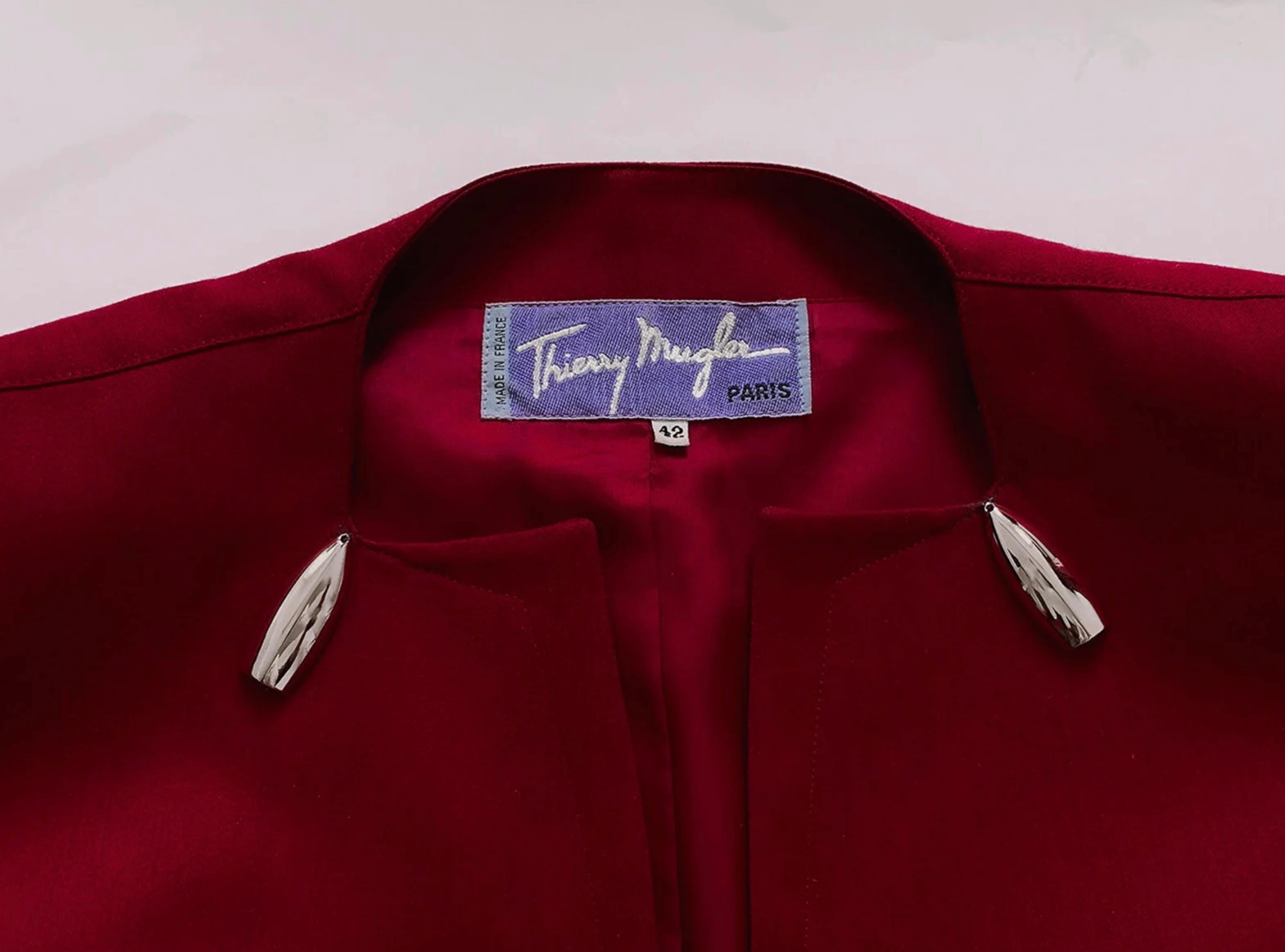 Thierry Mugler Red Silver Bullet Blazer Jacket Hiver Buick collection FW 1989 For Sale 3