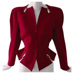 Thierry Mugler Red Silver Bullet Blazer Jacket Hiver Buick collection FW 1989