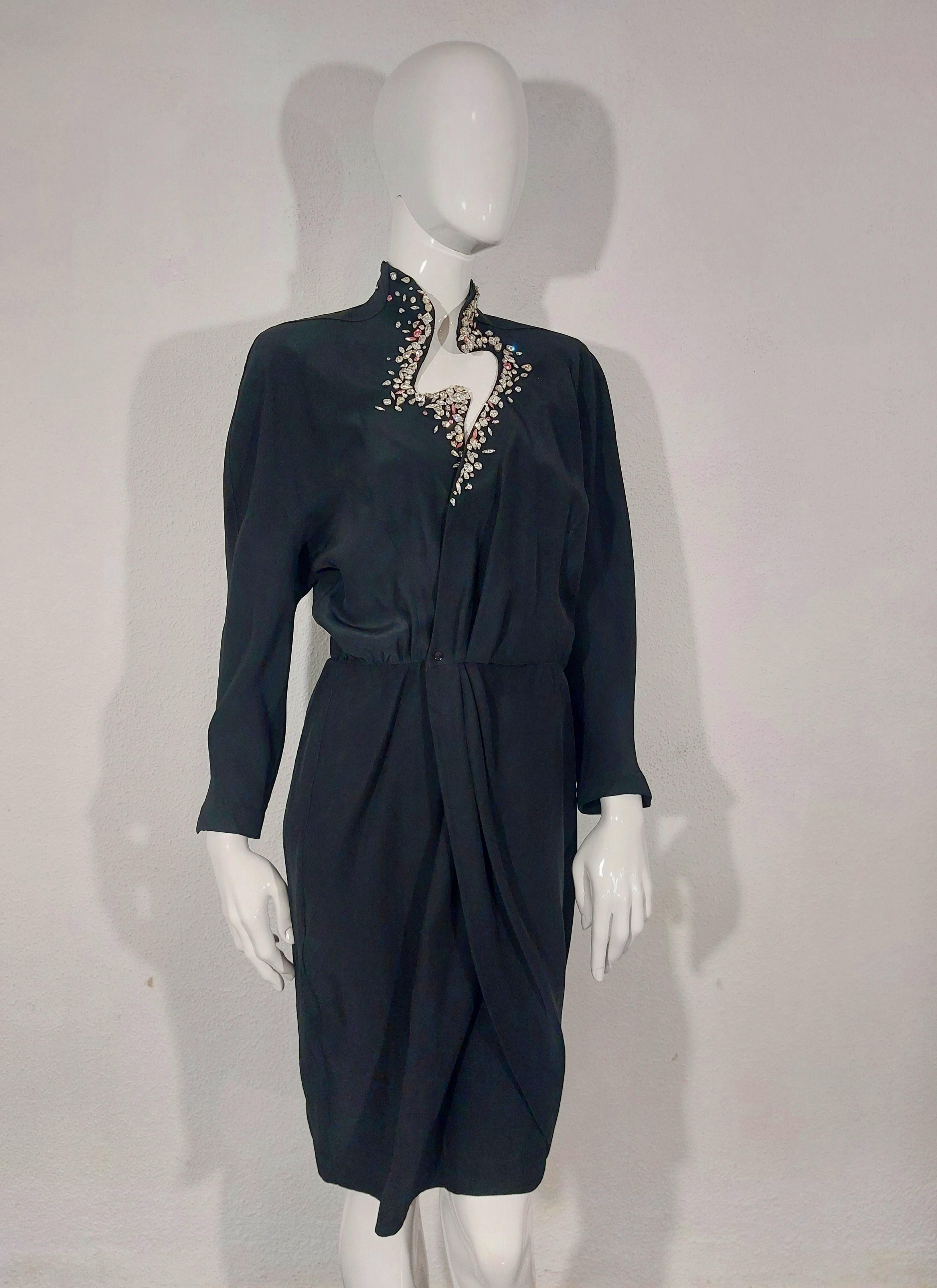 Thierry Mugler Rhinestone Stone Strass Diamond Evenening Couture Gown Dress In Excellent Condition For Sale In PARIS, FR