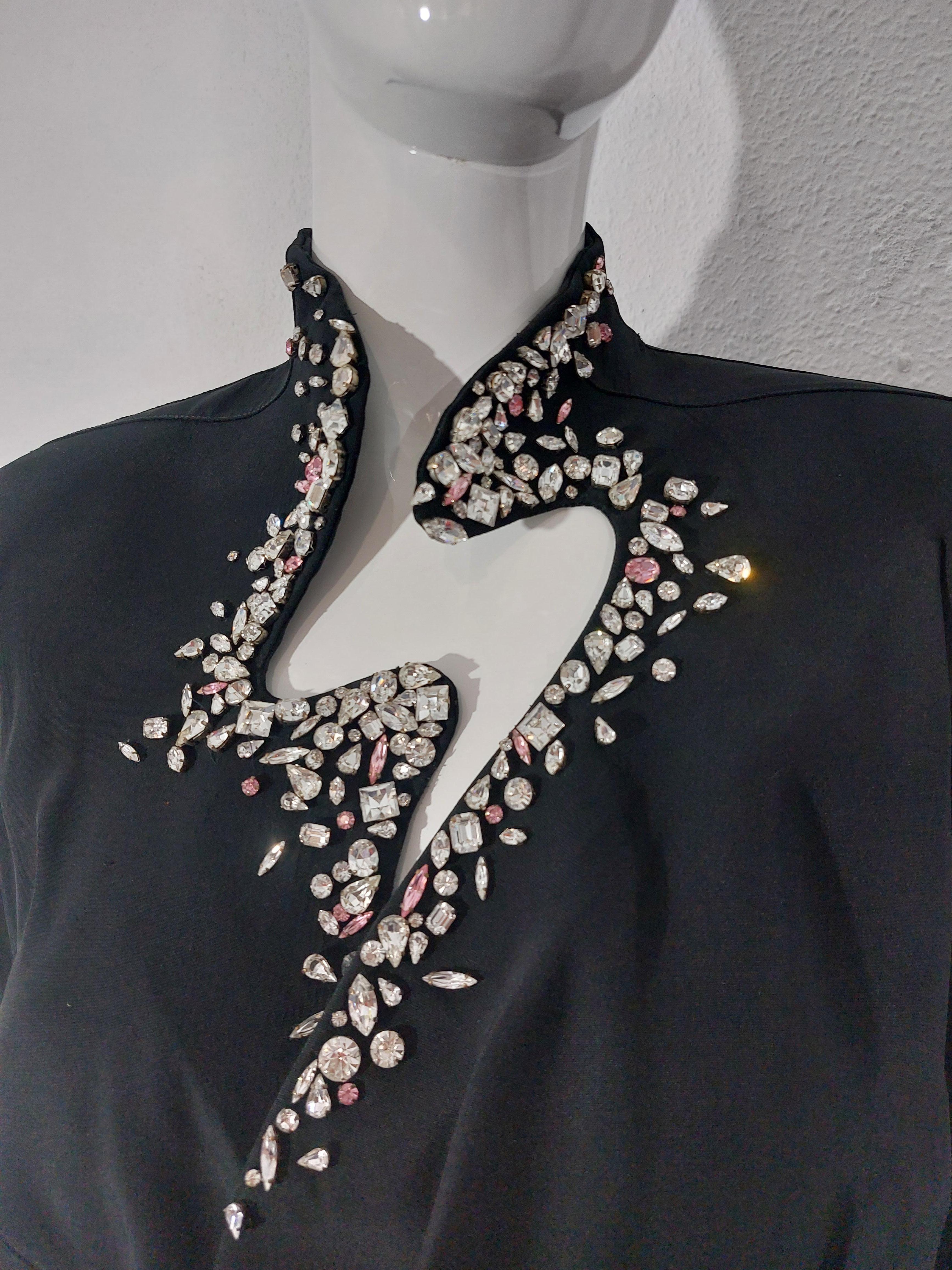 Thierry Mugler Rhinestone Stone Strass Diamond Evenening Couture Gown Dress For Sale 1