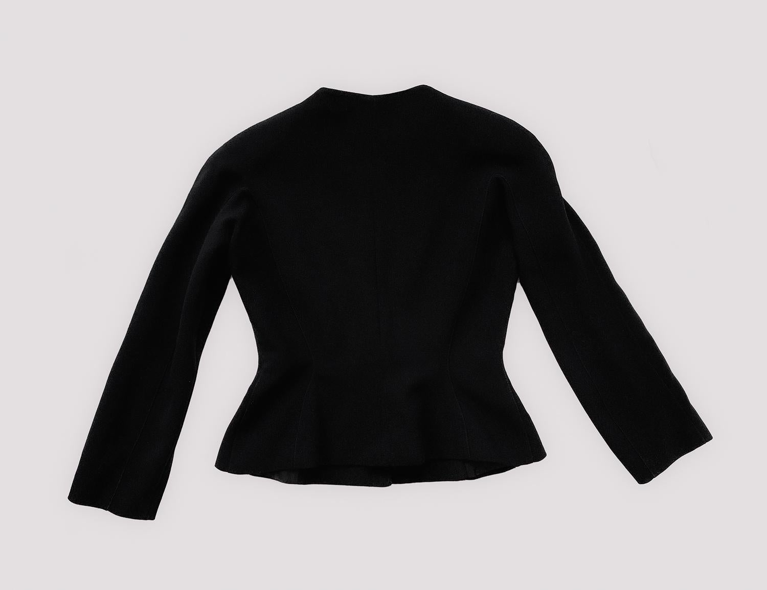 Thierry Mugler Runway Black Suit Skirtsuit Lucite Gem Buckle Blazer Jacket For Sale 2
