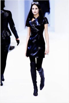 Thierry Mugler Runway Dress FW 1998 Black Vinyl Mini
