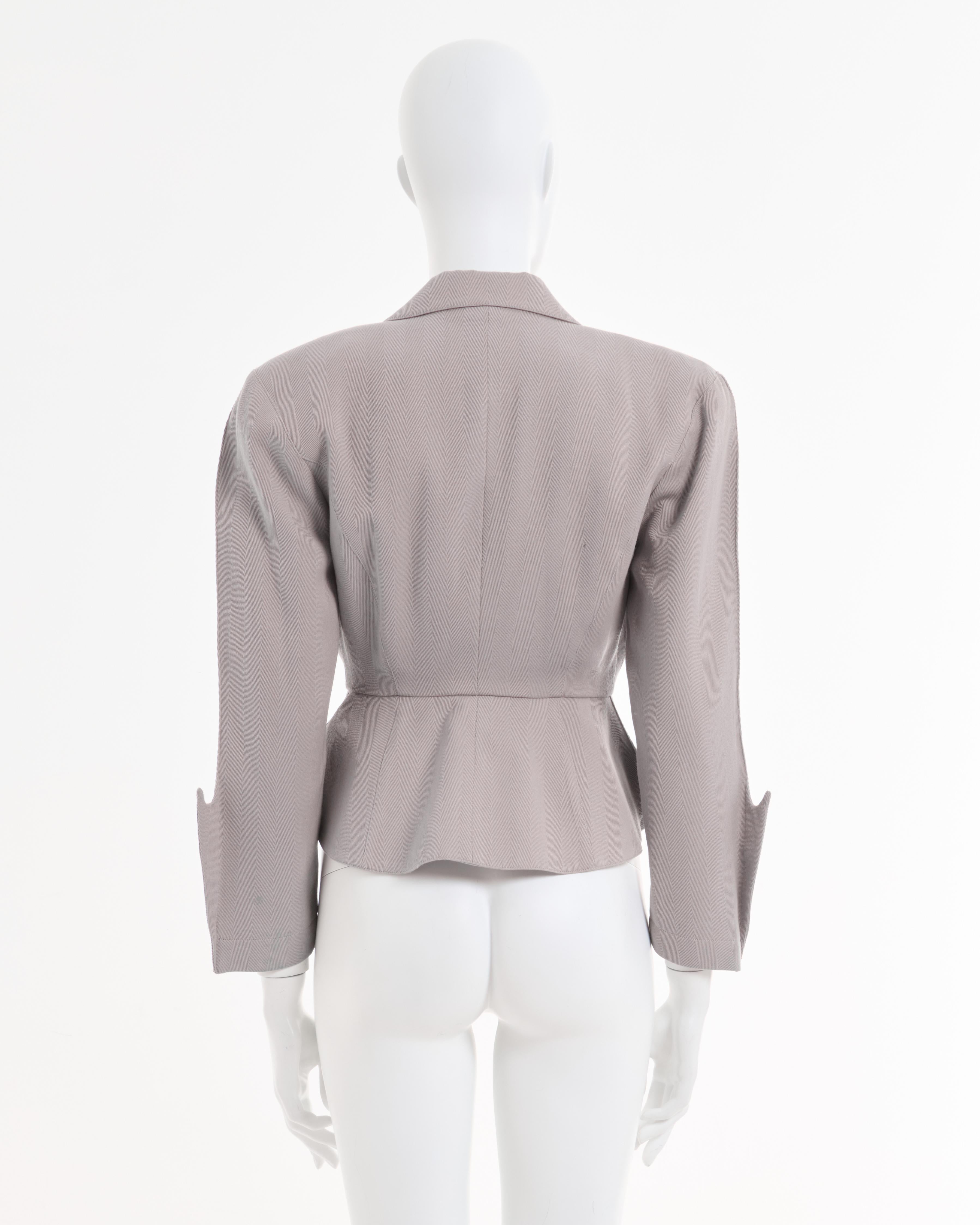 Women's Thierry Mugler S/S 1989 'Les Atlantes' Beige shaped sculptural blazer jacket For Sale