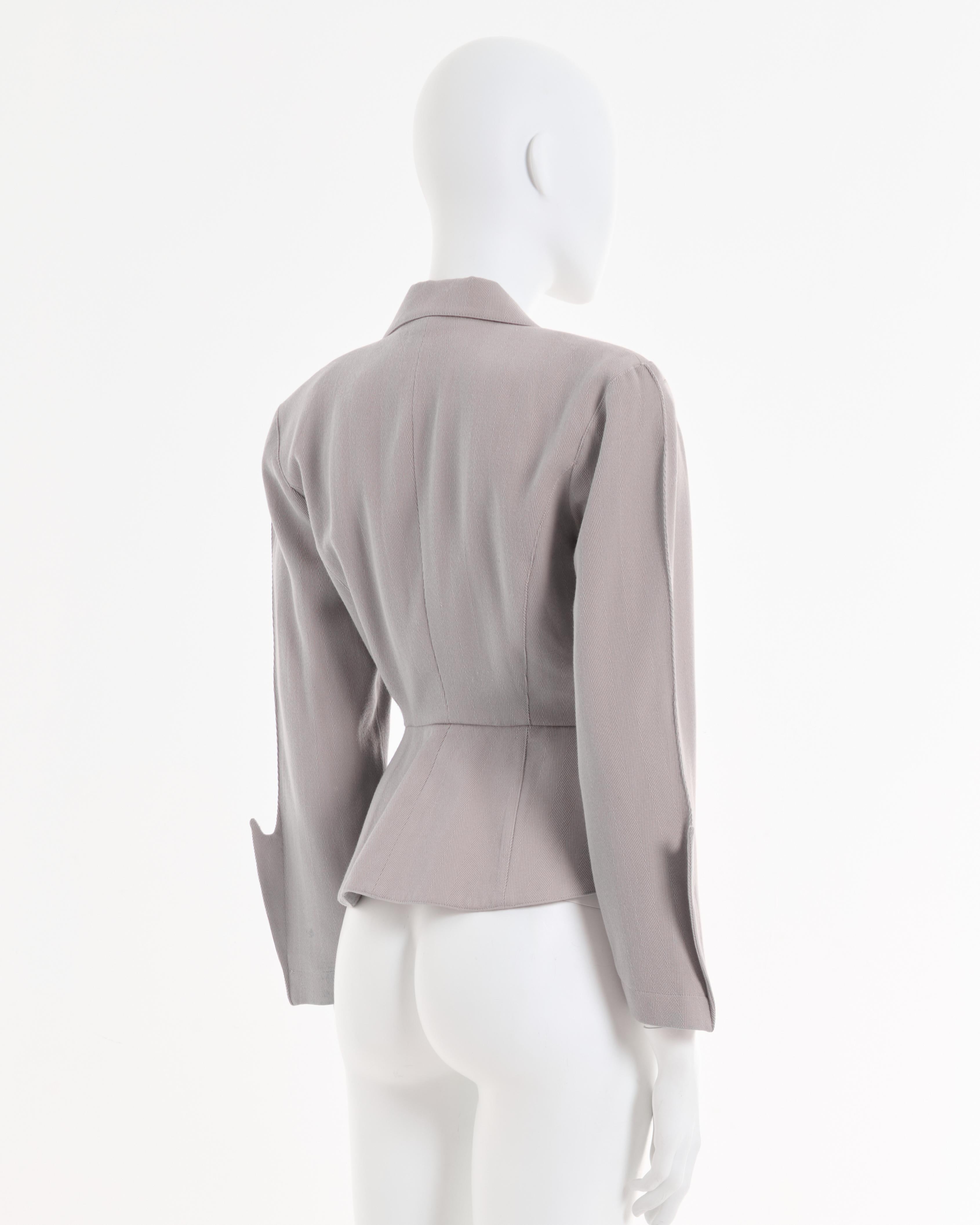 Thierry Mugler S/S 1989 'Les Atlantes' Beige shaped sculptural blazer jacket For Sale 1