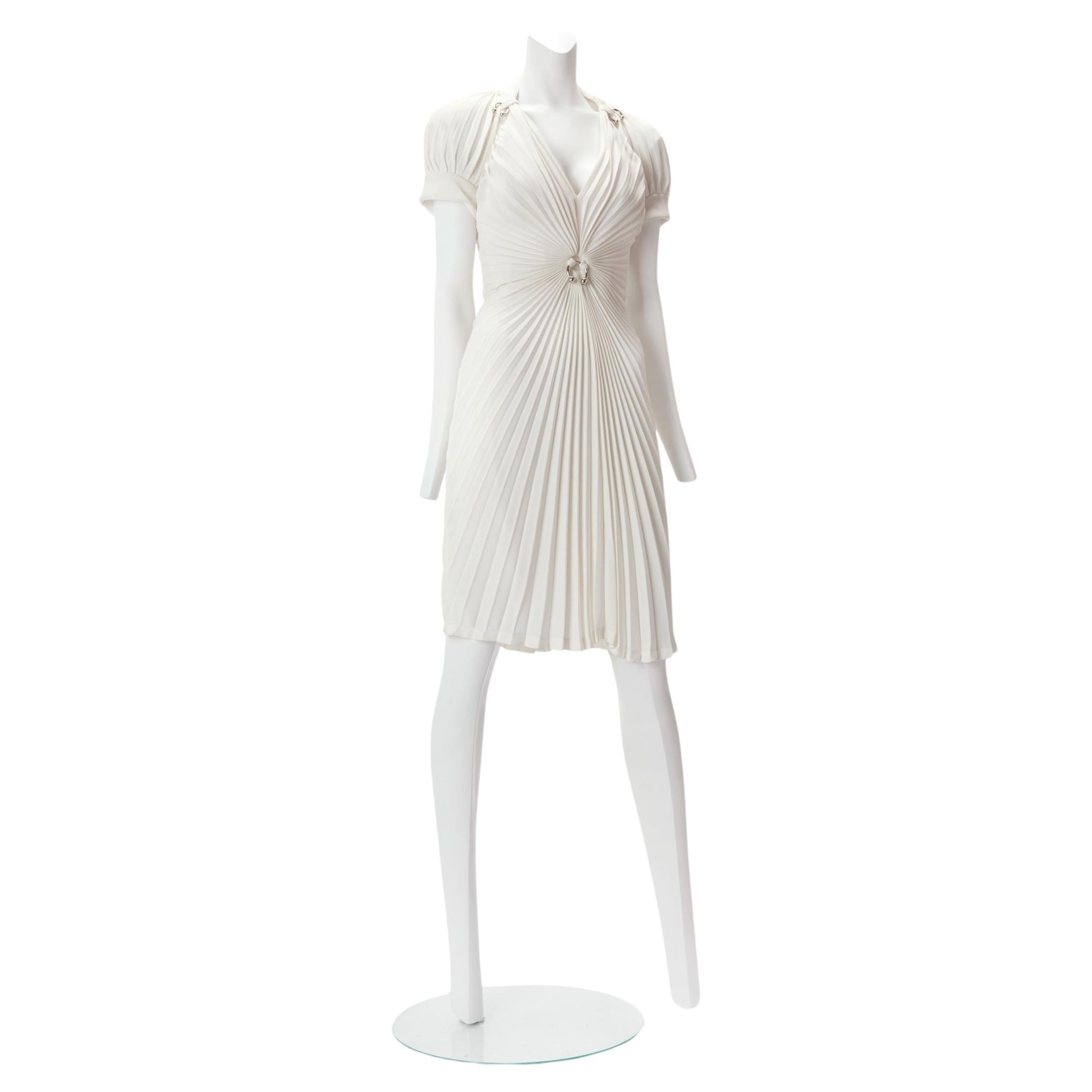 Thierry Mugler S/S 1994 White Pleated Dress For Sale