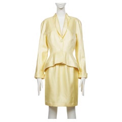THIERRY MUGLER S/S 1996 Runway Yellow Silk Suit FR40