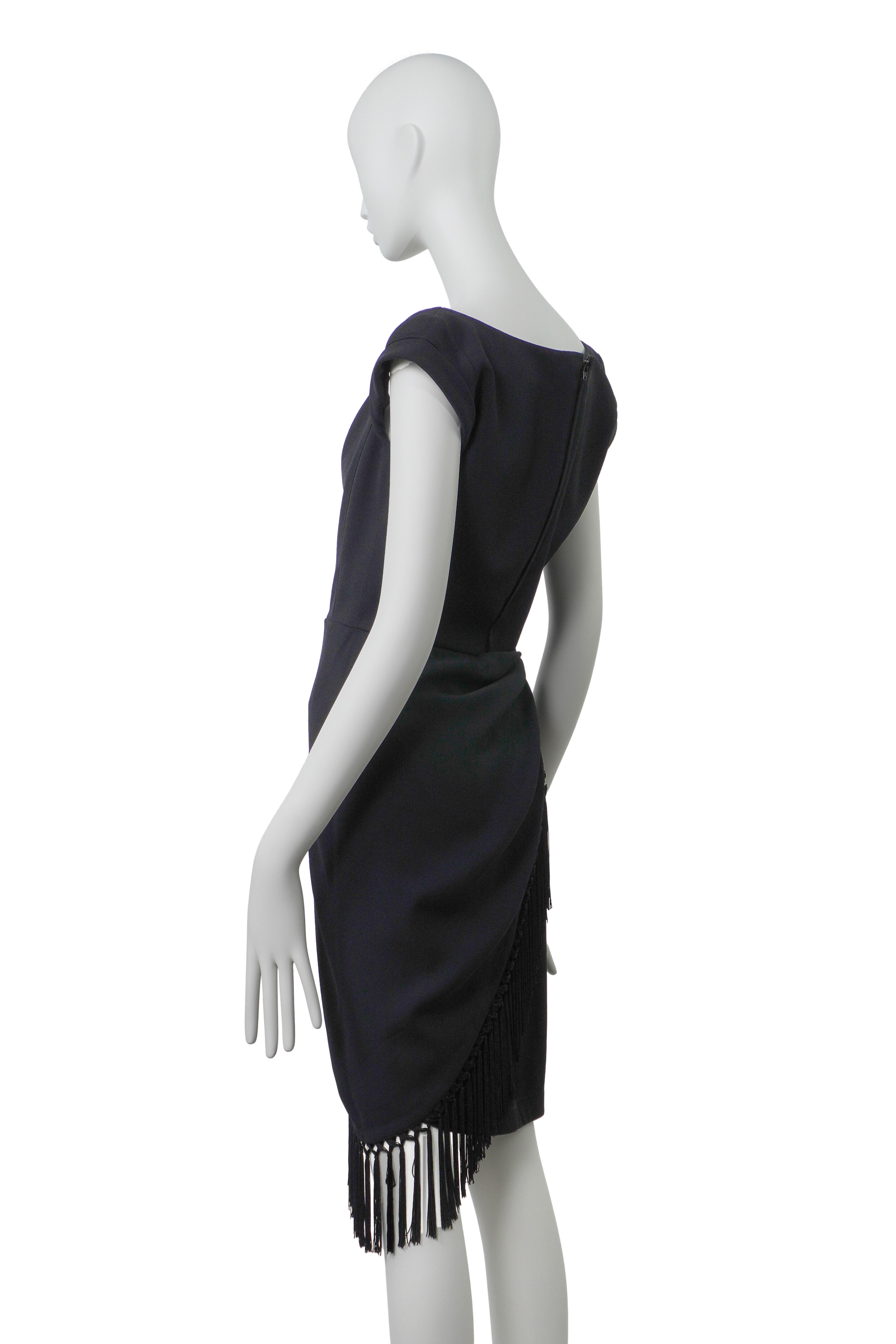 THIERRY MUGLER S/S 1997 Sanduhr-Fransenkleid FR38 Damen im Angebot