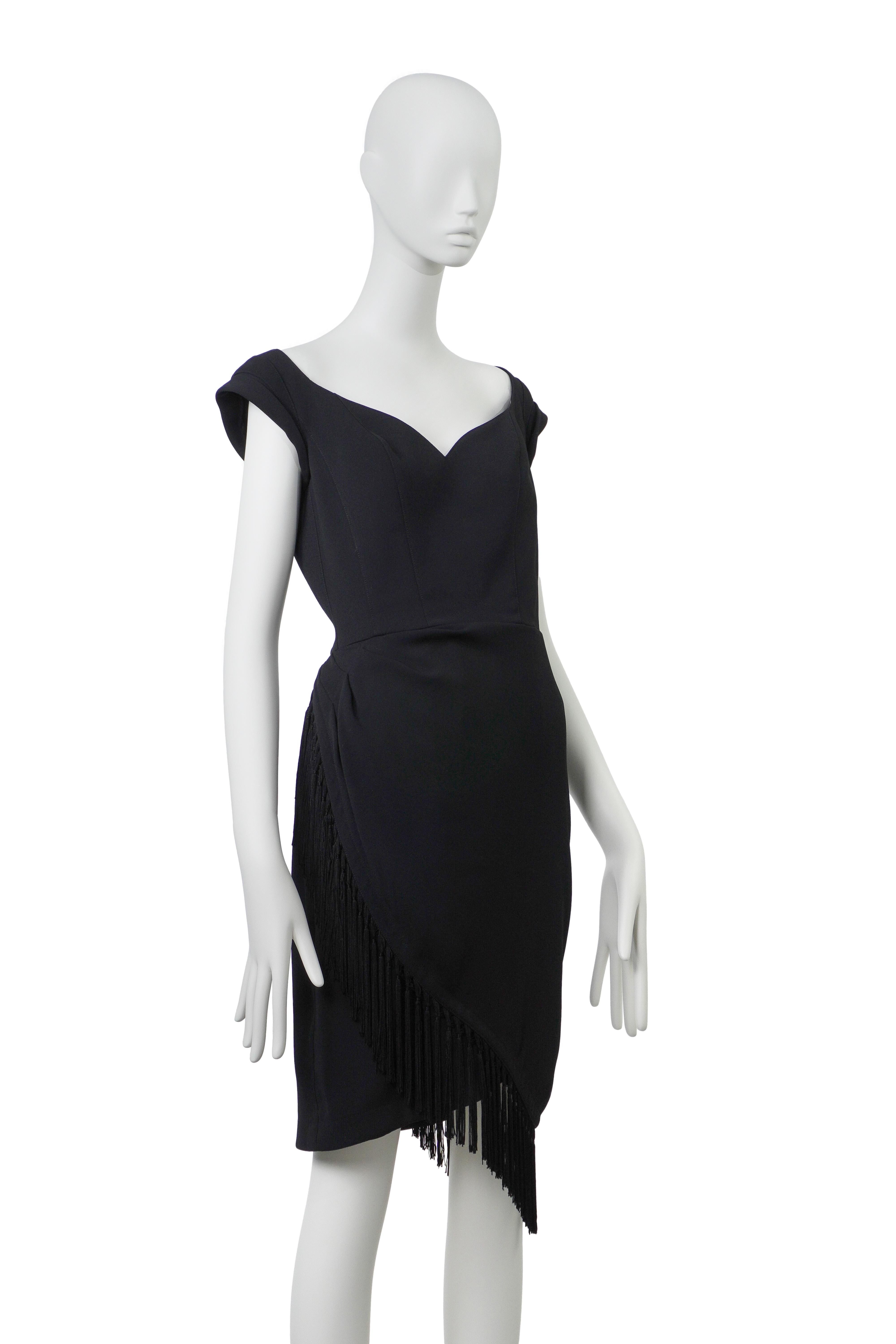 THIERRY MUGLER S/S 1997 Sanduhr-Fransenkleid FR38 im Angebot 3