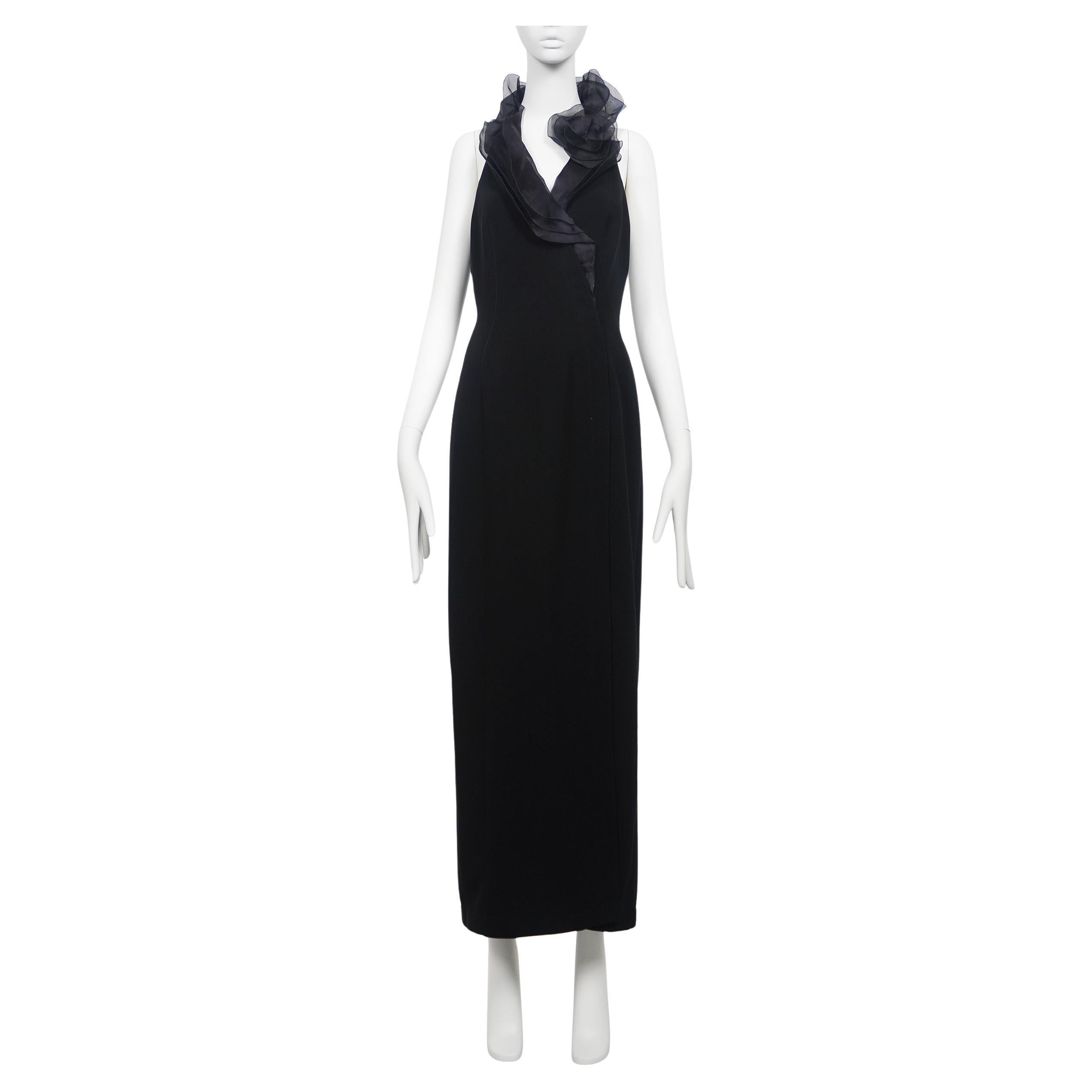 THIERRY MUGLER S/S 1999 Sculptural Collar Evening Gown FR40 For Sale