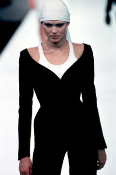 THIERRY MUGLER S/S 1999 Vintage Trompe L’Oeil Pinstripe Skirt Suit FR38