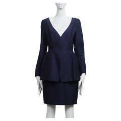 THIERRY MUGLER S/S 1999 Vintage Trompe L’Oeil Pinstripe Skirt Suit FR38