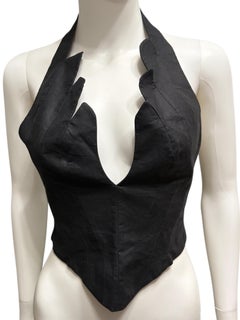 Thierry Mugler Black Sculptural Scalloped Halter Bustier Corset Top