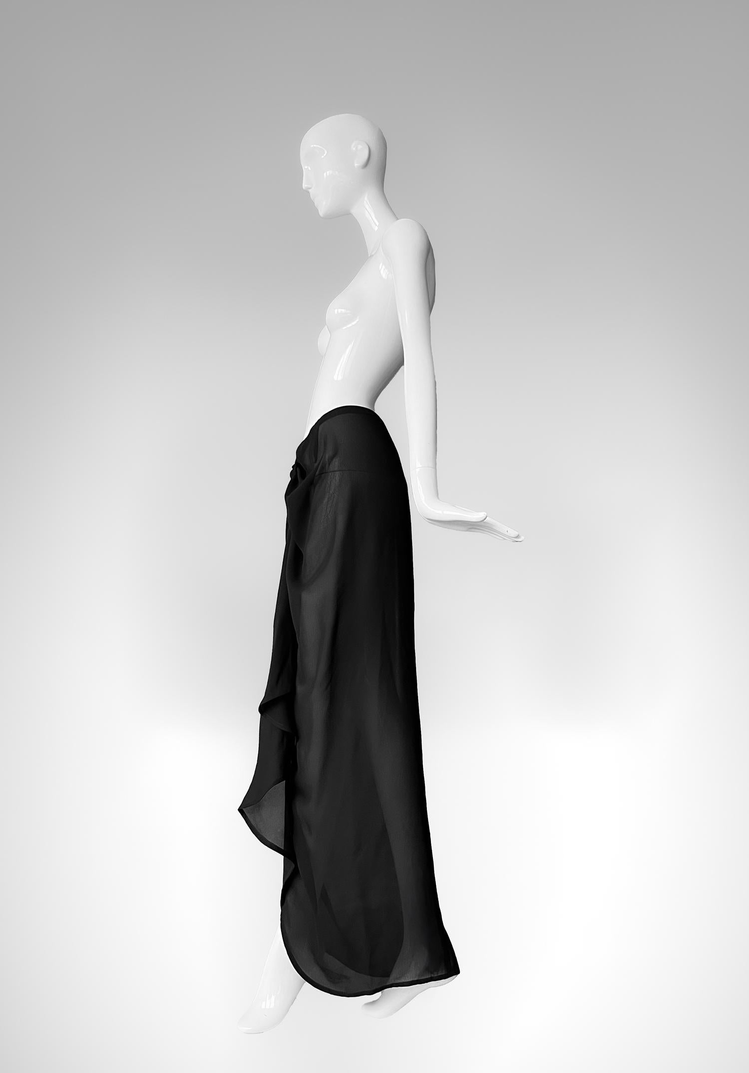 Thierry Mugler Sculptural Ensemble 1992 Semi Sheer Black Suit Jacket and Skirt For Sale 4