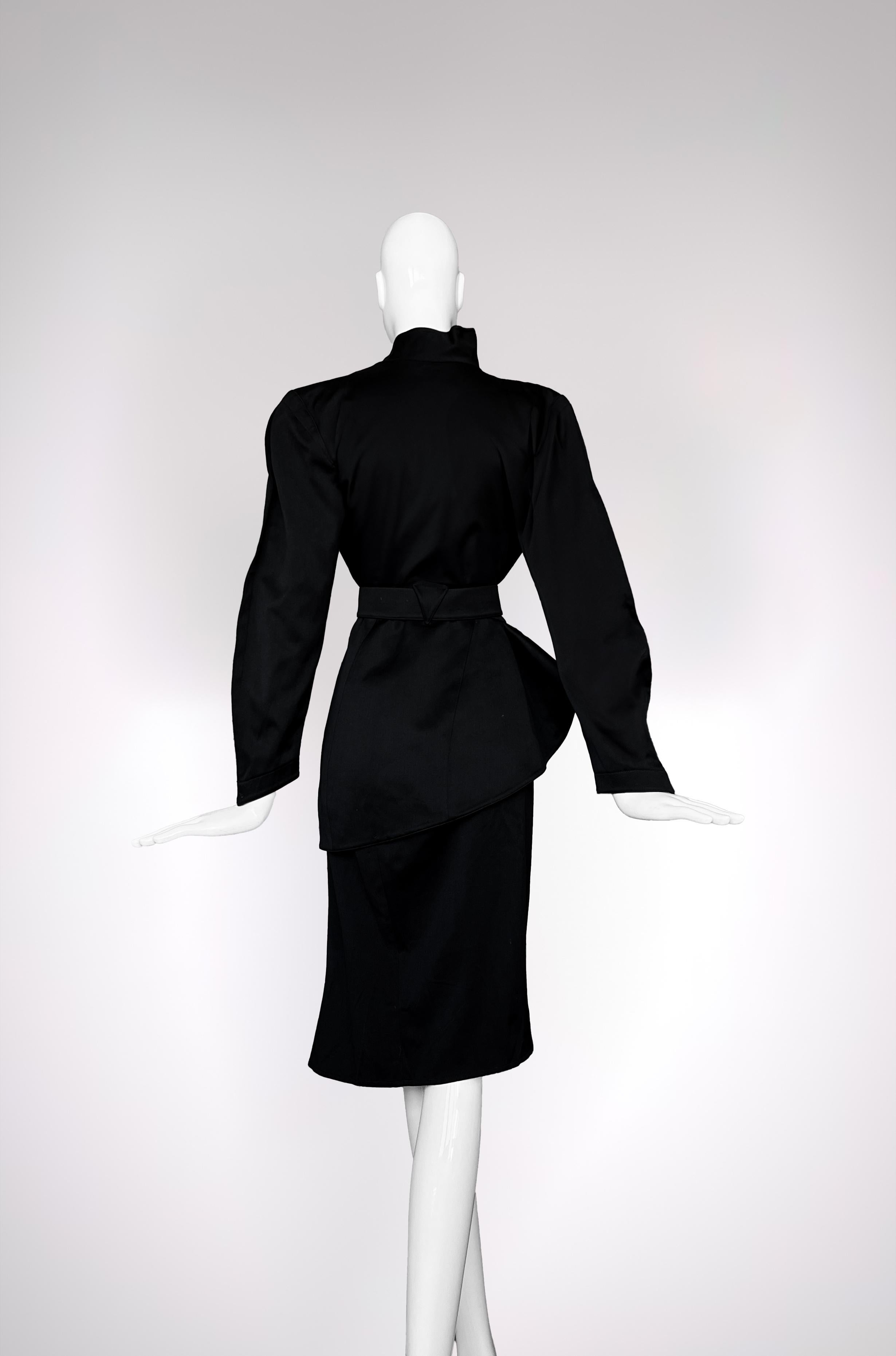 Thierry Mugler Sculptural Ensemble SS 1987 Black Suit Dress For Sale 3
