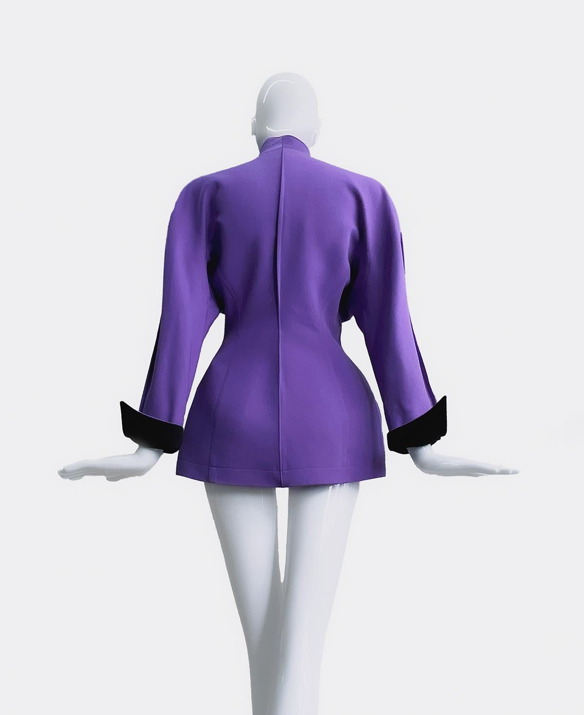 Thierry Mugler H/W 1989 Archivalistische skulpturale Jacke  Dramatische Iman Lila / Violett 3