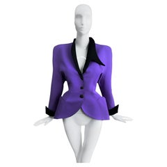 Retro Thierry Mugler Sculptural Lavender Jacket FW1989 Dramatic Iman Purple Black