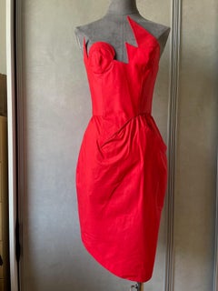 Thierry Mugler Sculptural Red Cotton Dress Avant-Garde Power Couture Archive