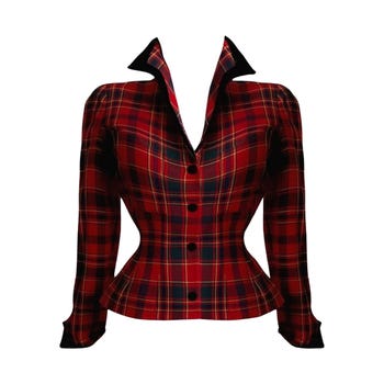 Thierry Mugler sculptural wool tartan jacket, 1980s