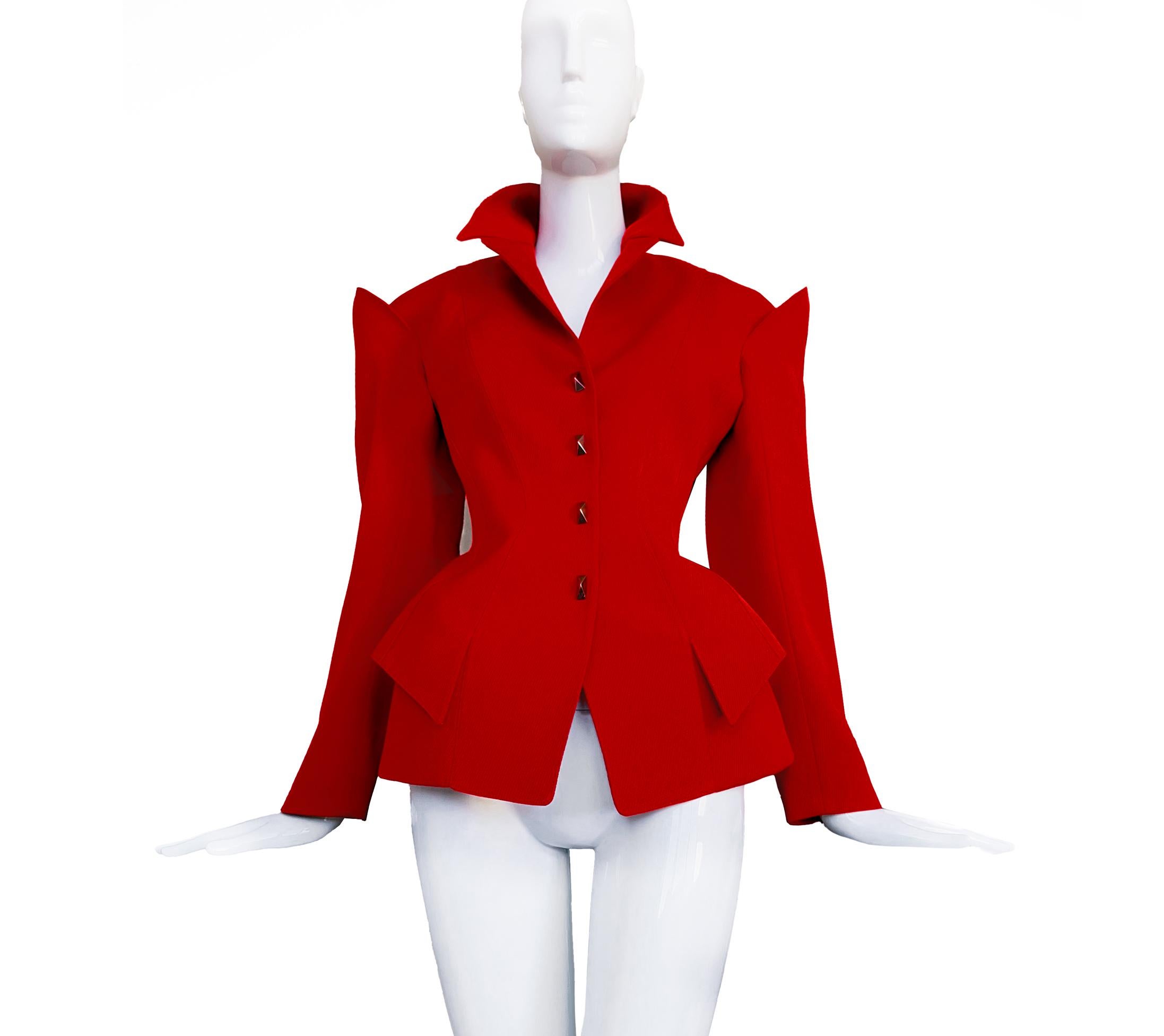 Thierry Mugler Chaqueta escultural Colección Arquitectura FW 1995 Botones metálicos en Bueno estado para la venta en Berlin, BE