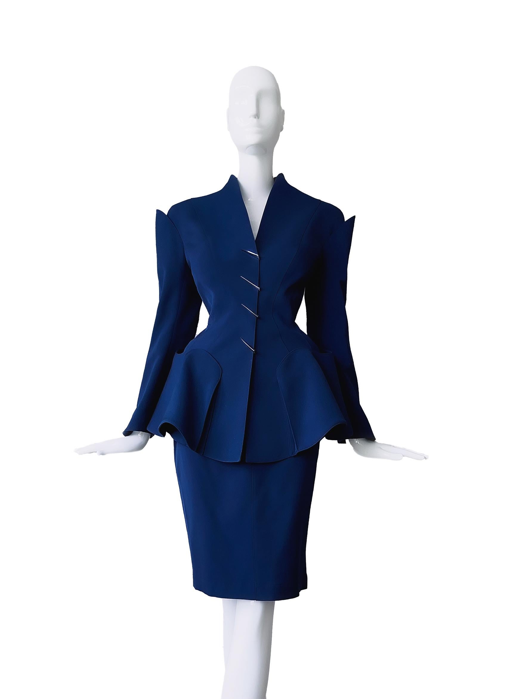 Thierry Mugler Scuptural Suit  FW 1995  Architecture Collection Metal Details For Sale 6