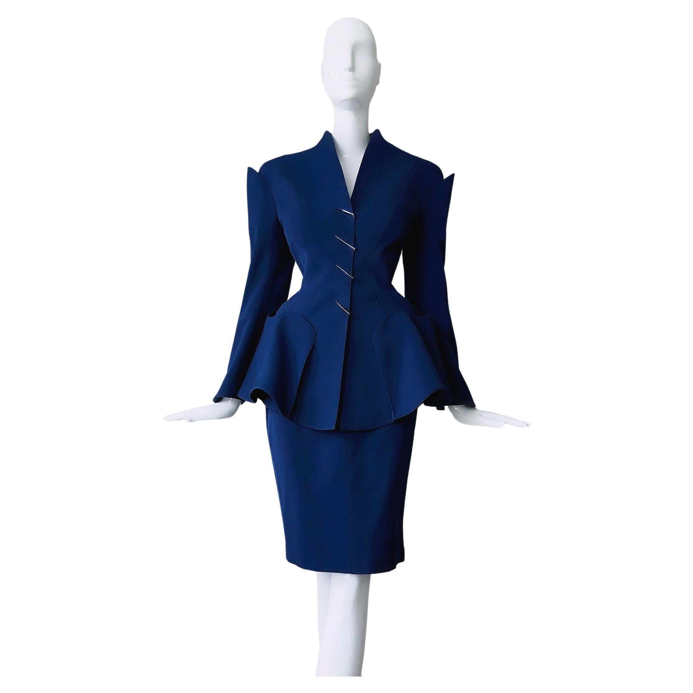 Thierry Mugler Scuptural Suit  FW 1995  Architecture Collection Metal Details For Sale