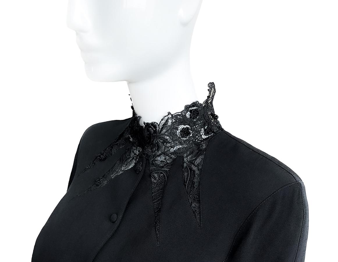 Thierry Mugler Sexy Black Jacket Cutout Lace  In Excellent Condition For Sale In Berlin, BE