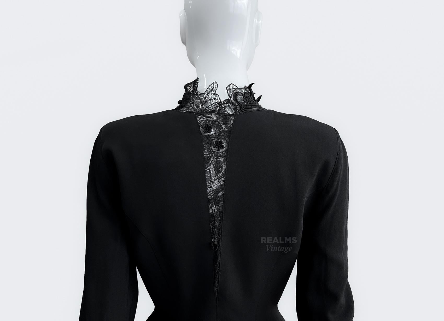 Women's Thierry Mugler Sexy Black Jacket Cutout Lace  For Sale